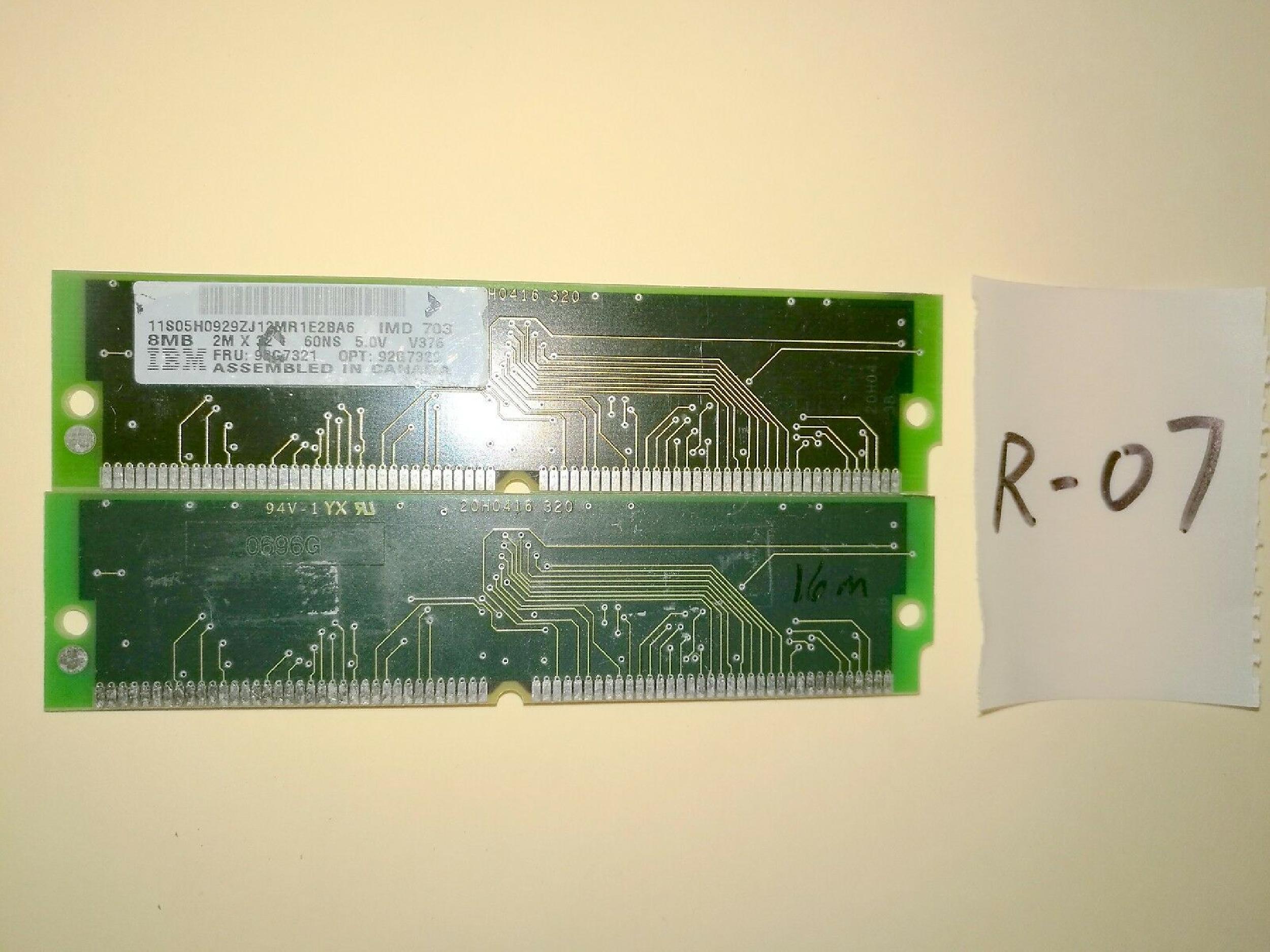 IBM 92G7320 2X32 8MB TIN LEADS 60NSEC EDO KIT OF 2 72PIN TINLEAF SIMM 60NS 2M X 32
