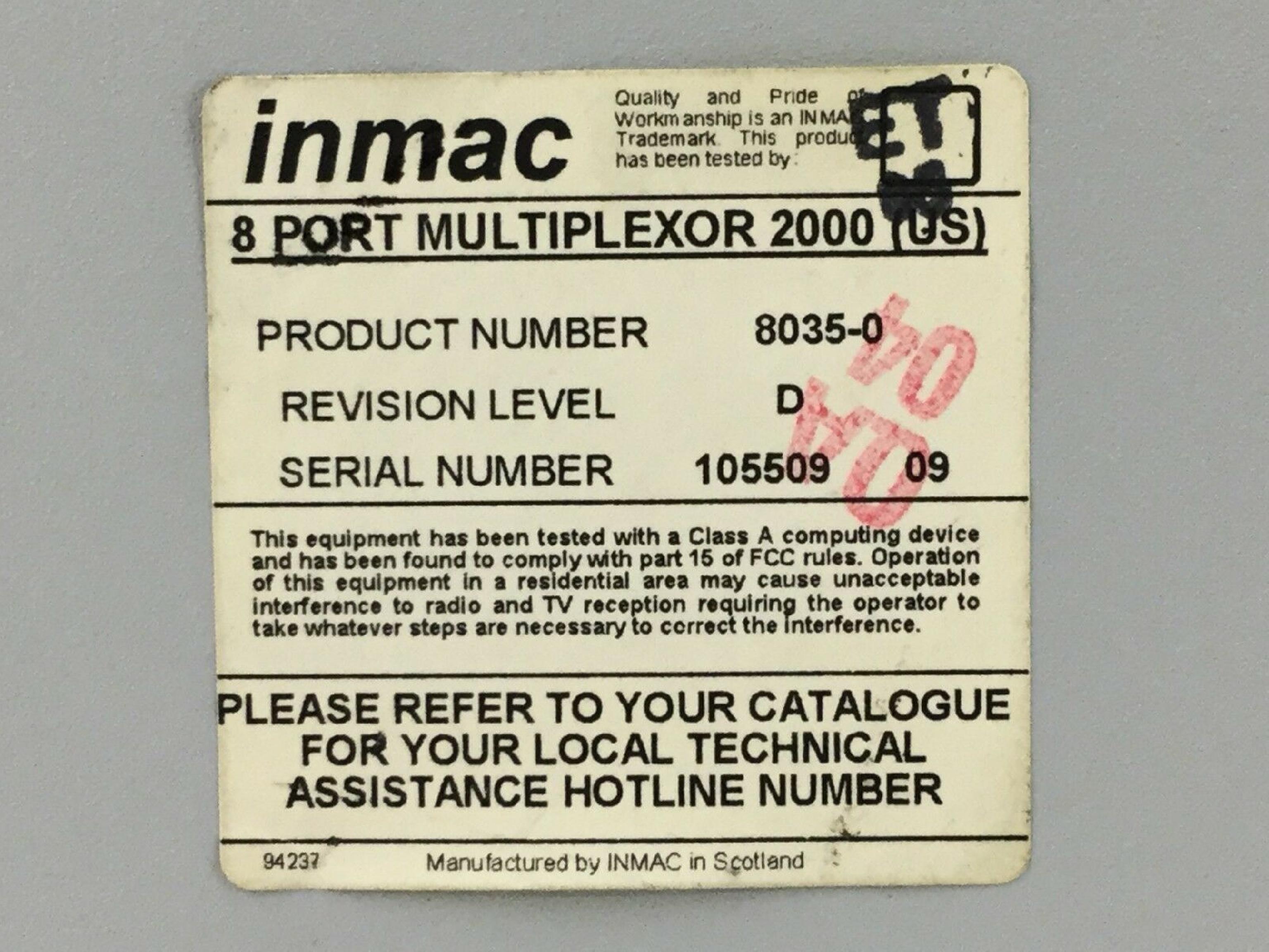 INMAC 8035-0 8 CHANNEL MUX