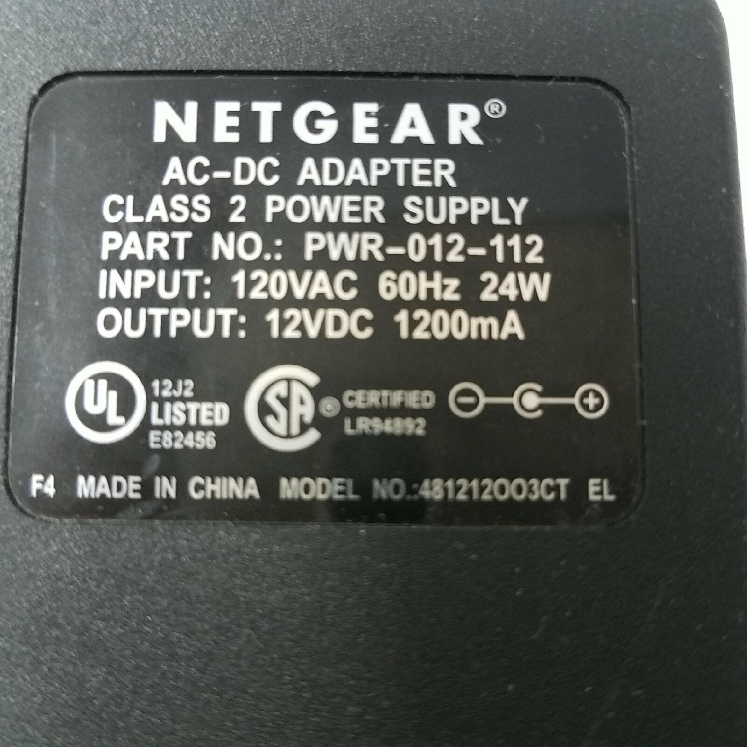 NETGEAR 481212003CT 12V DC 1.2A AC ADAPTER WITH BARREL CONNECTOR FOR DS104