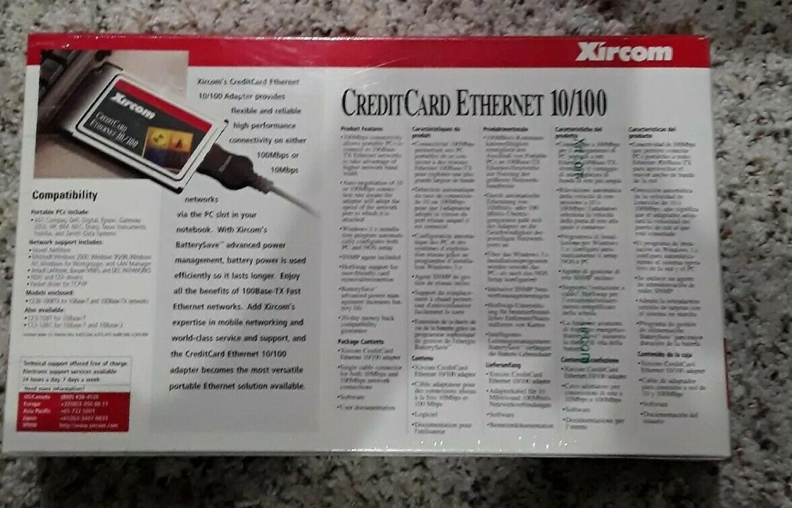 XIRCOM CE3B-100BTX CREDIT CARD ETHERNET ADAPTER 10/100-READY