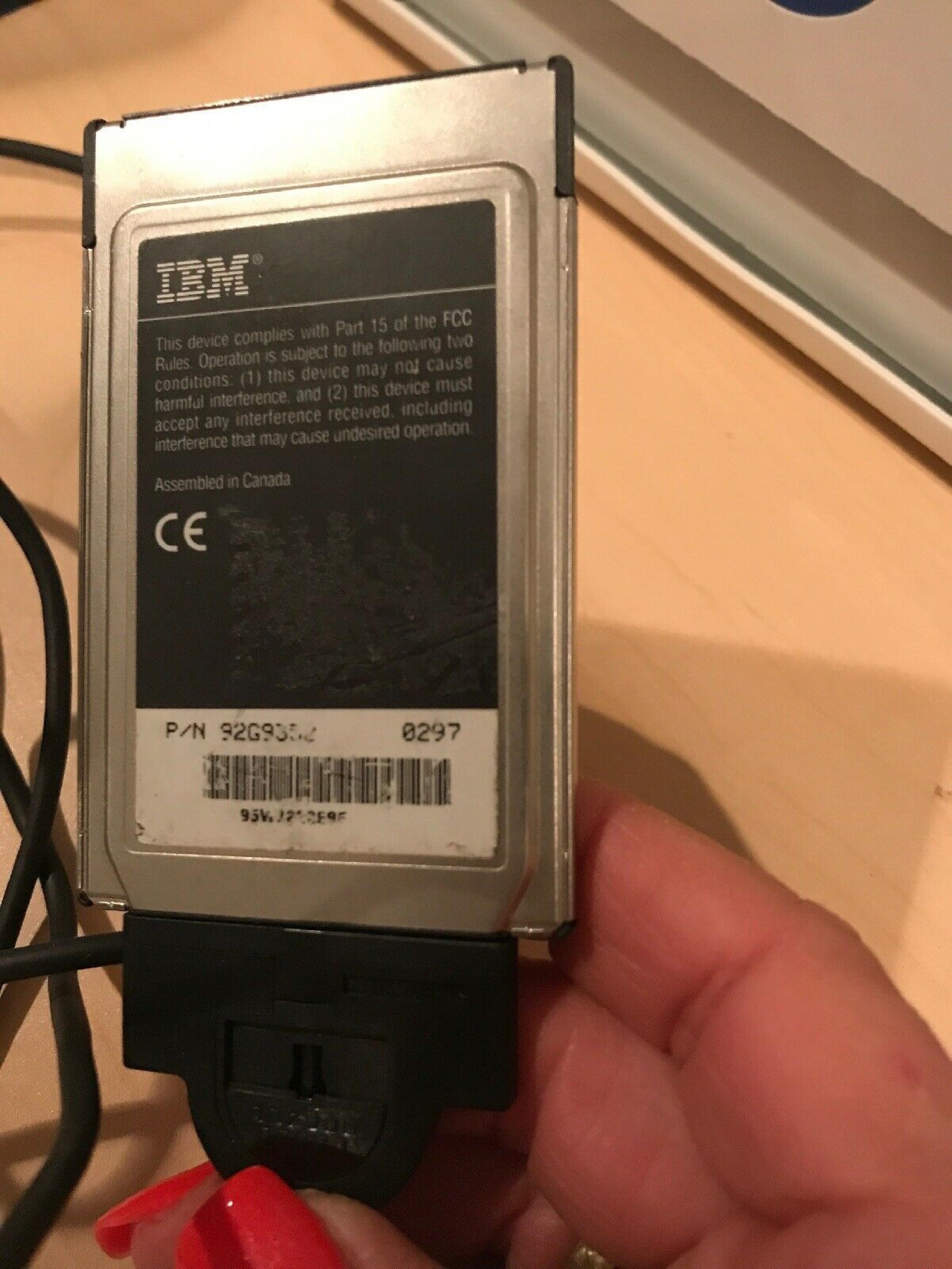 IBM 92G9352 TR ADAPTER-PCMCIA-16/4 WITH CABLE