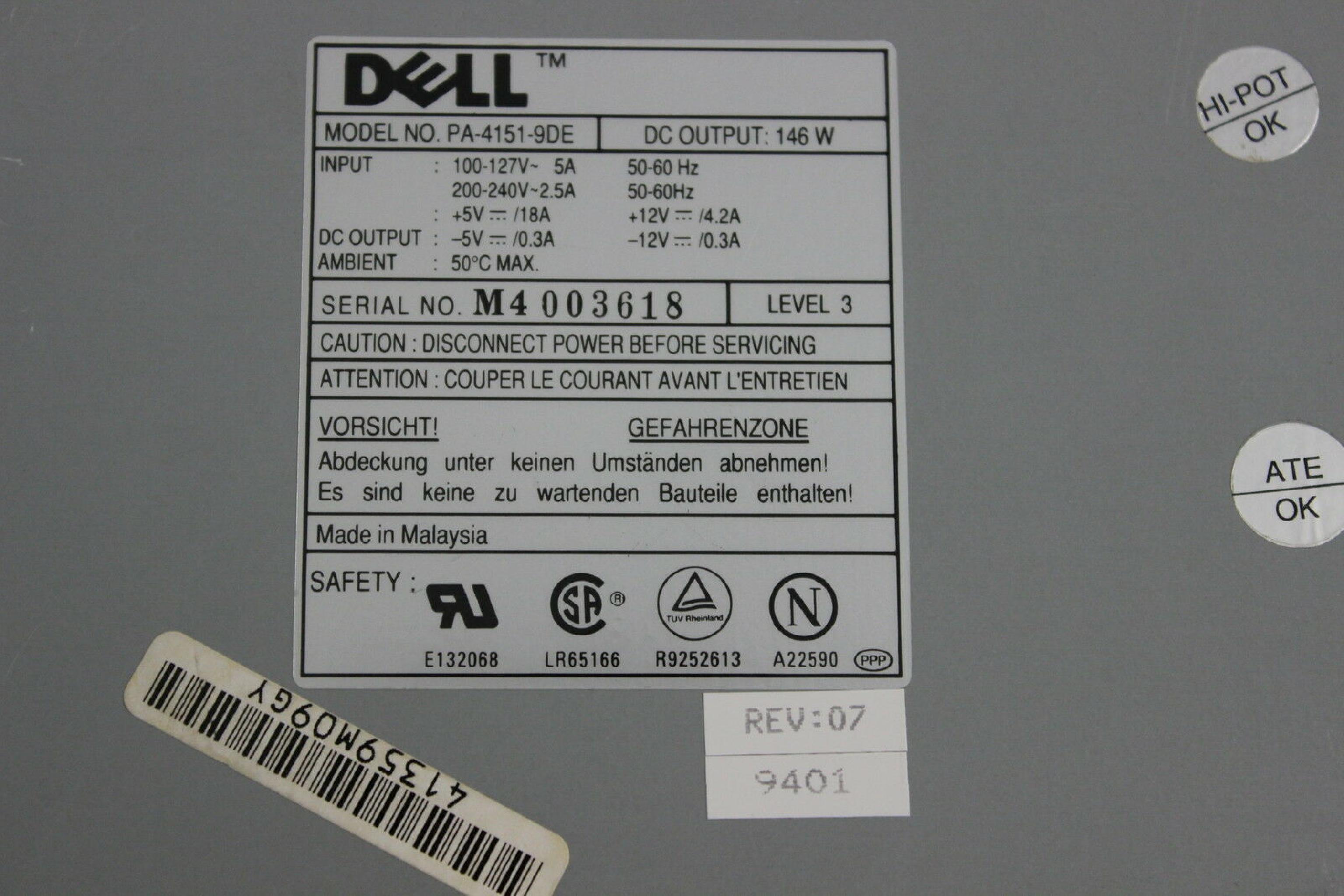 DELL PA-4151-9DE 145 WATT POWER SUPPLY