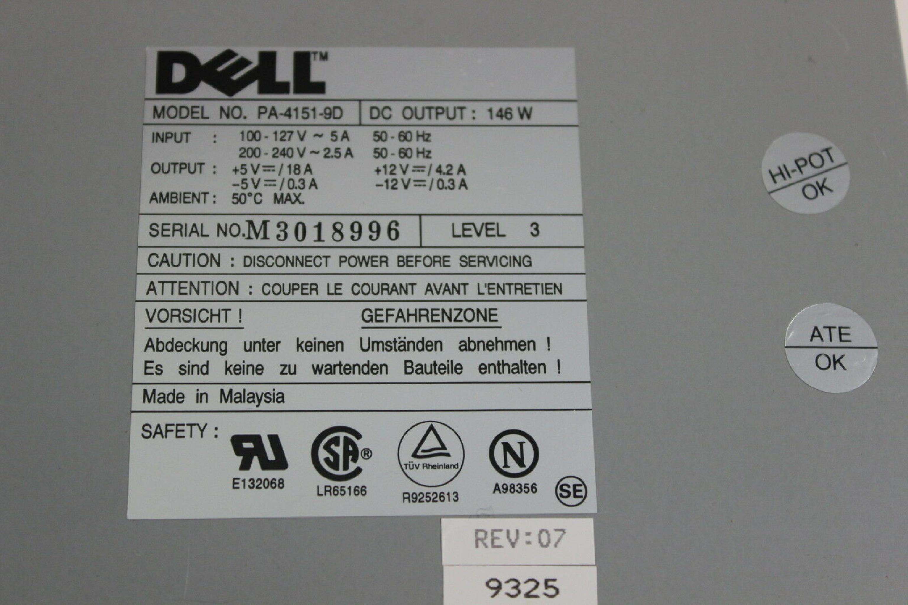 DELL 41359 145 WATT POWER SUPPLY