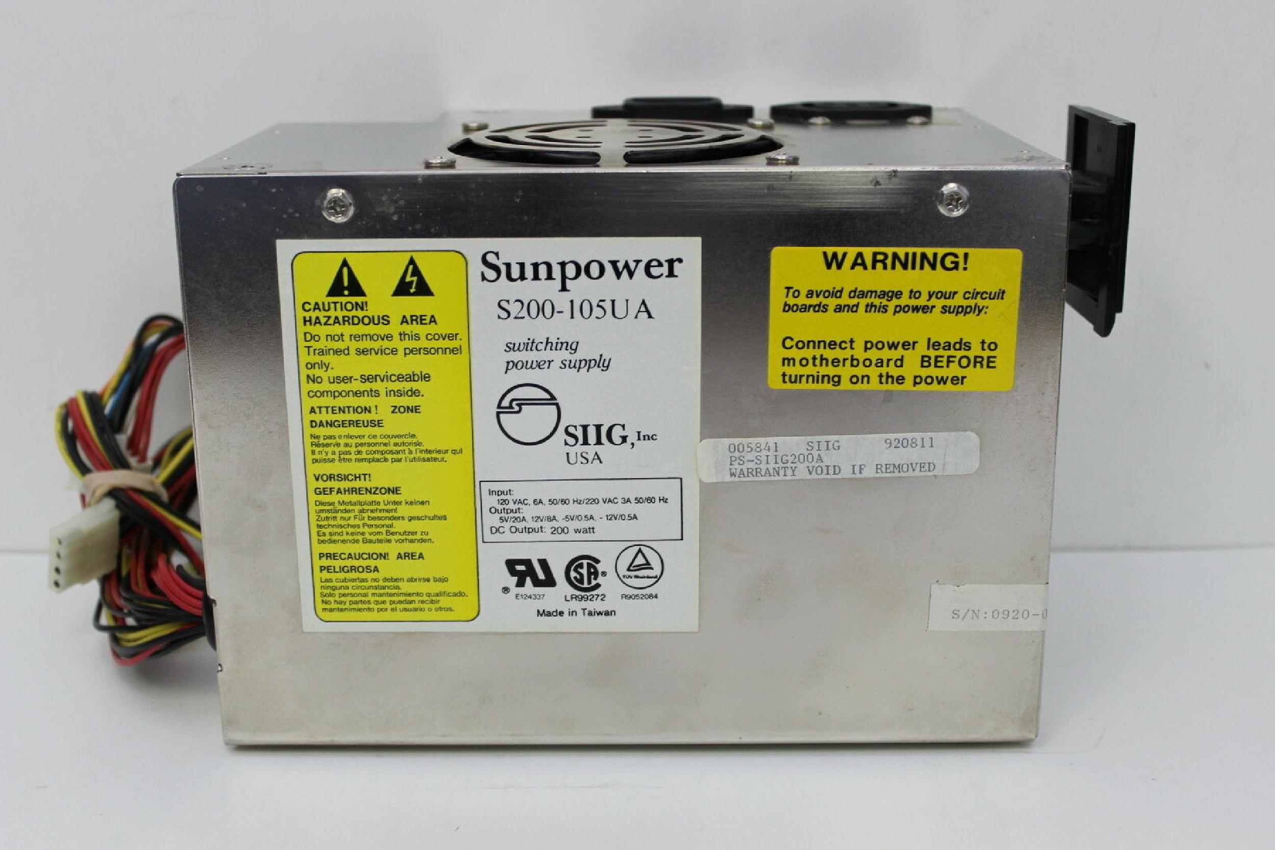 SUNPOWER / SIIG S200-105UA POWER SUPPLY