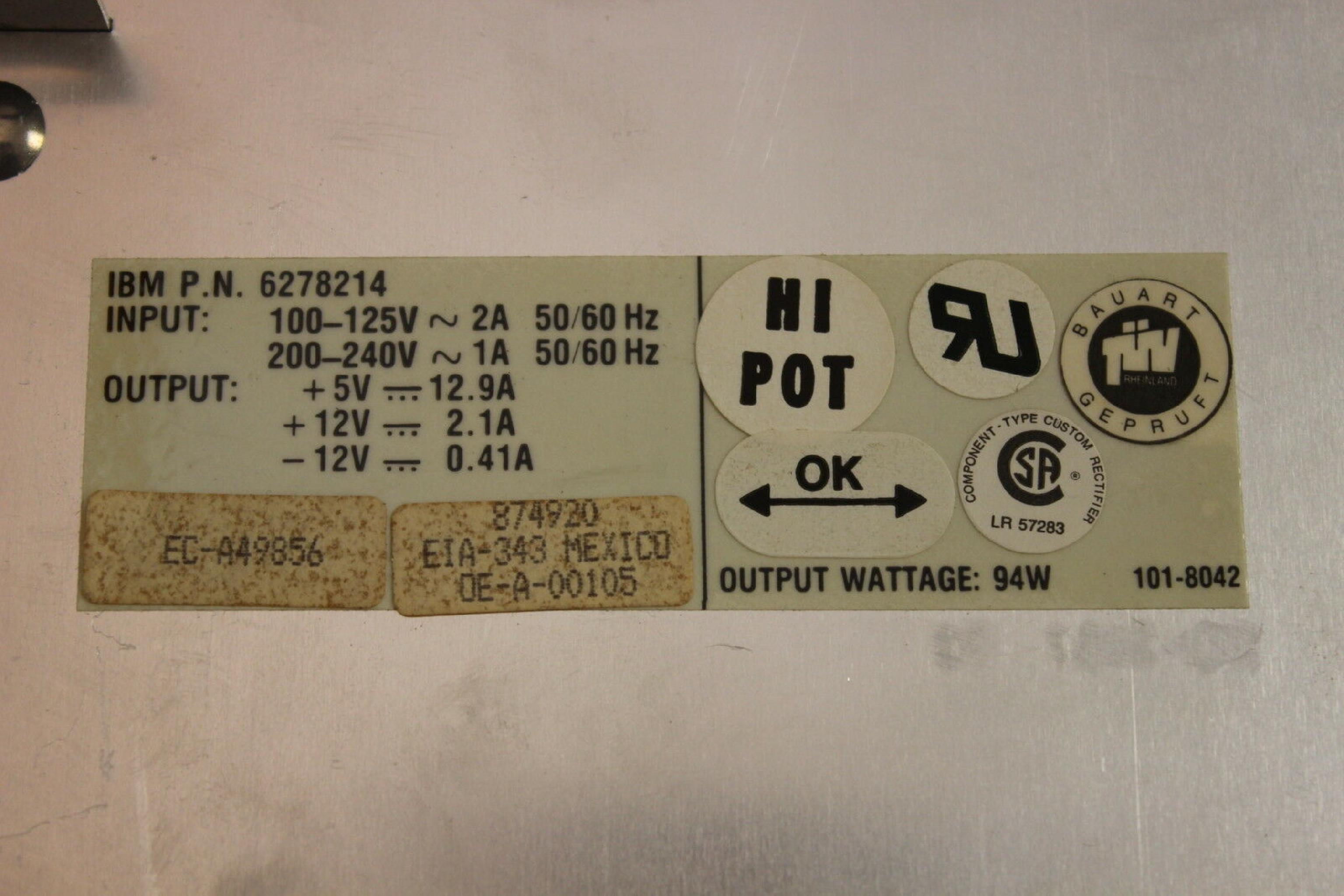 IBM 90X9366 94W POWER SUPPLY