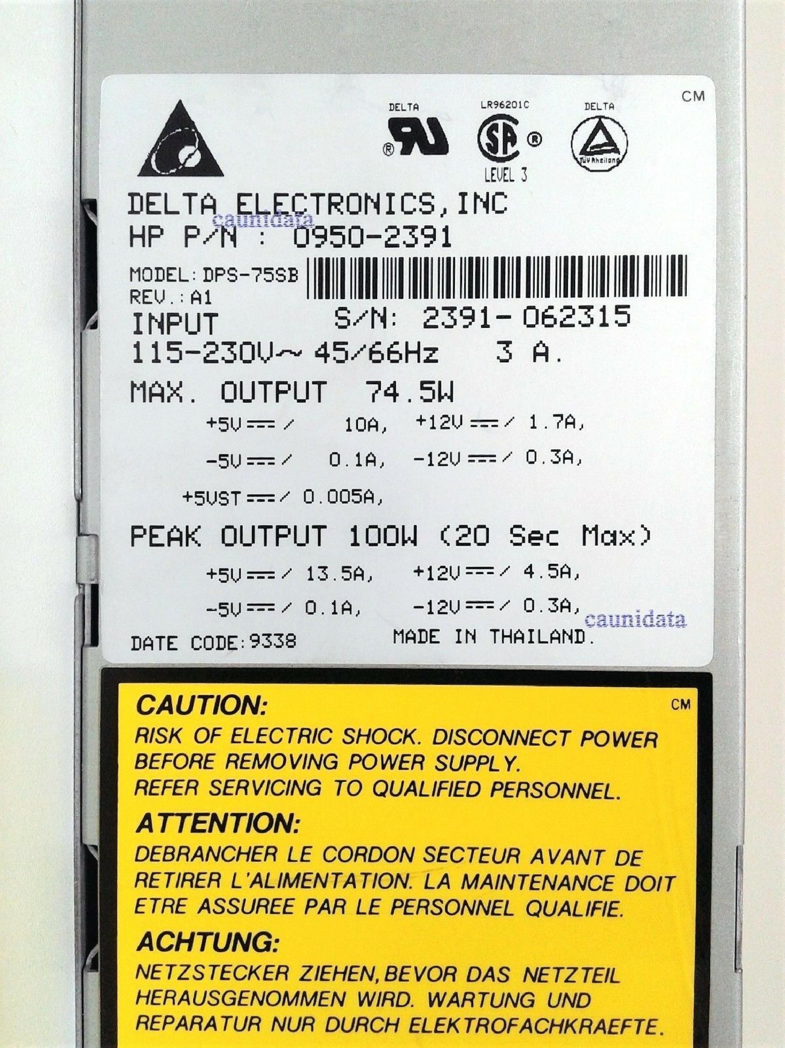 DELTA ELECTRONICS INC DPS-75SB CLONE 100W AT POWER SUPPLY