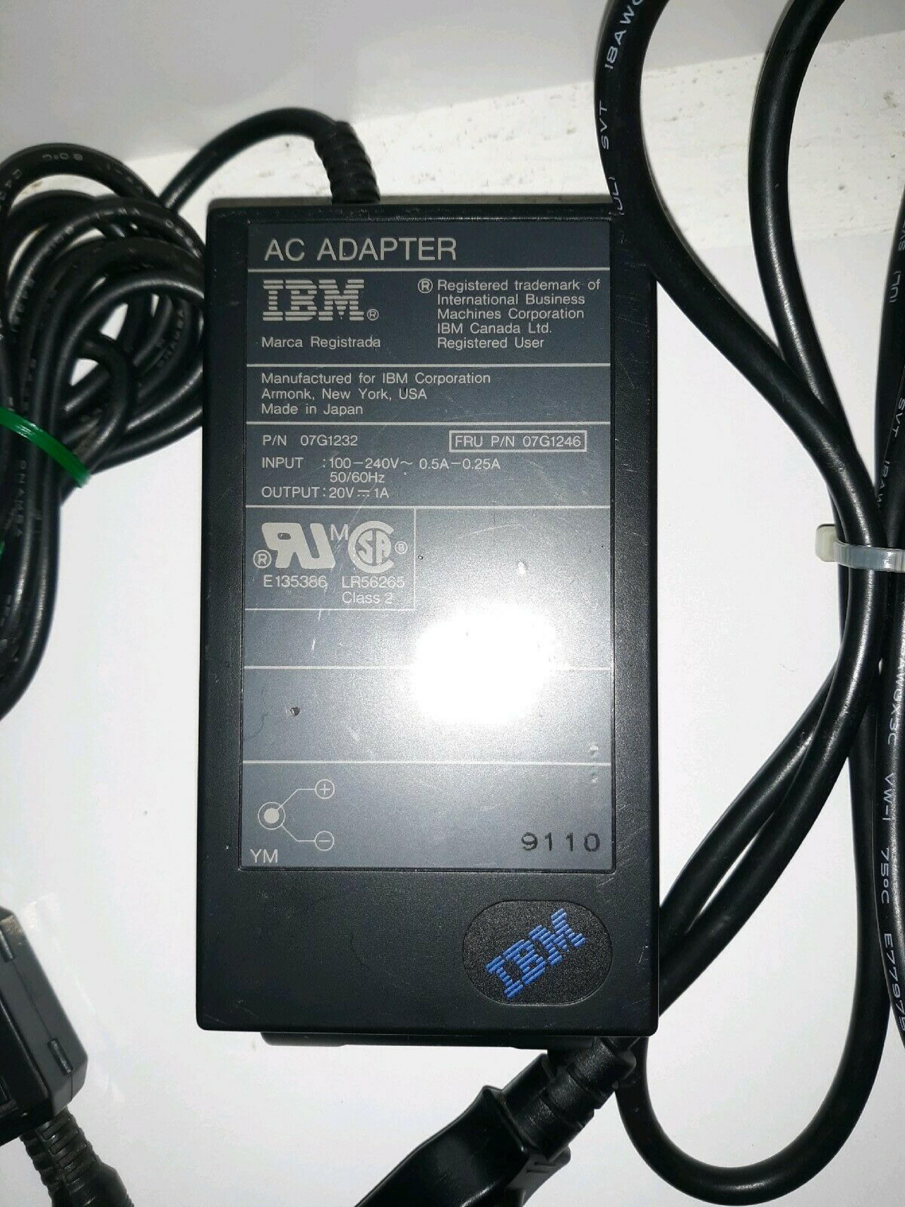 IBM 07G1232 THINKPAD AC ADAPTER 20V 1A 10V 3.38A