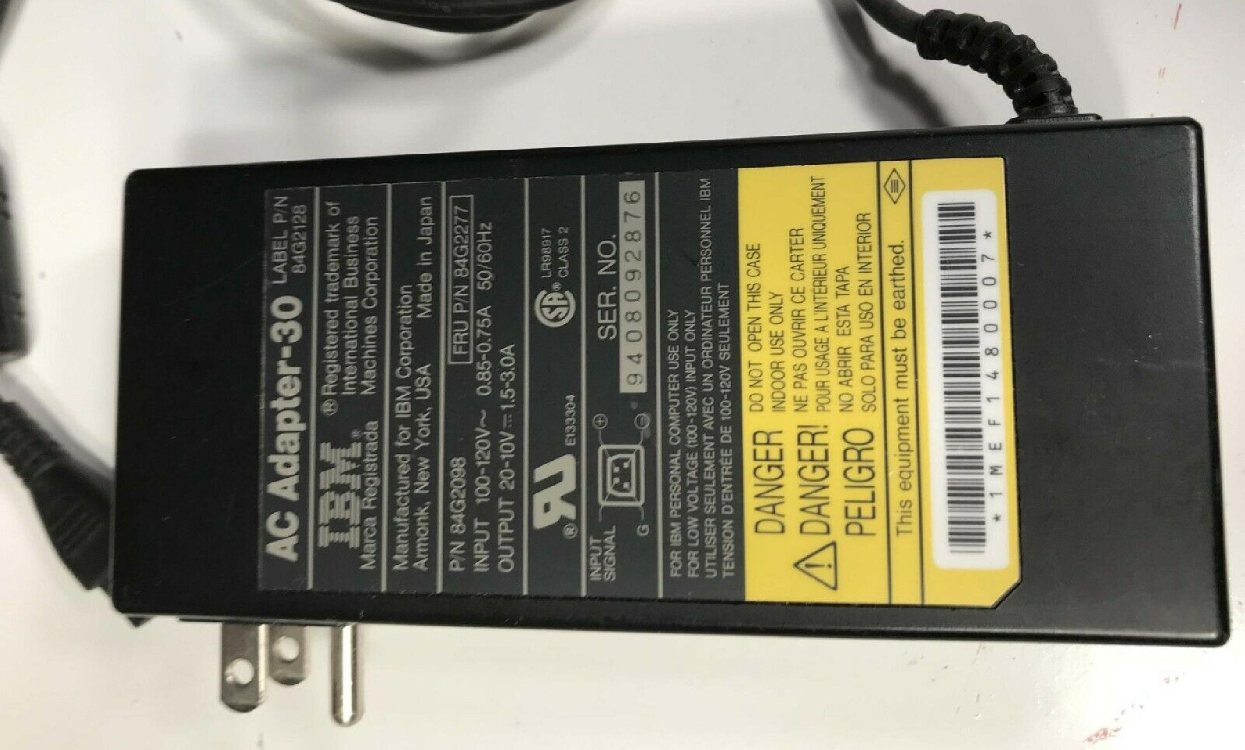 IBM 84G2128 THINKPAD AC ADAPTER 20V 1.5A 10V 3A