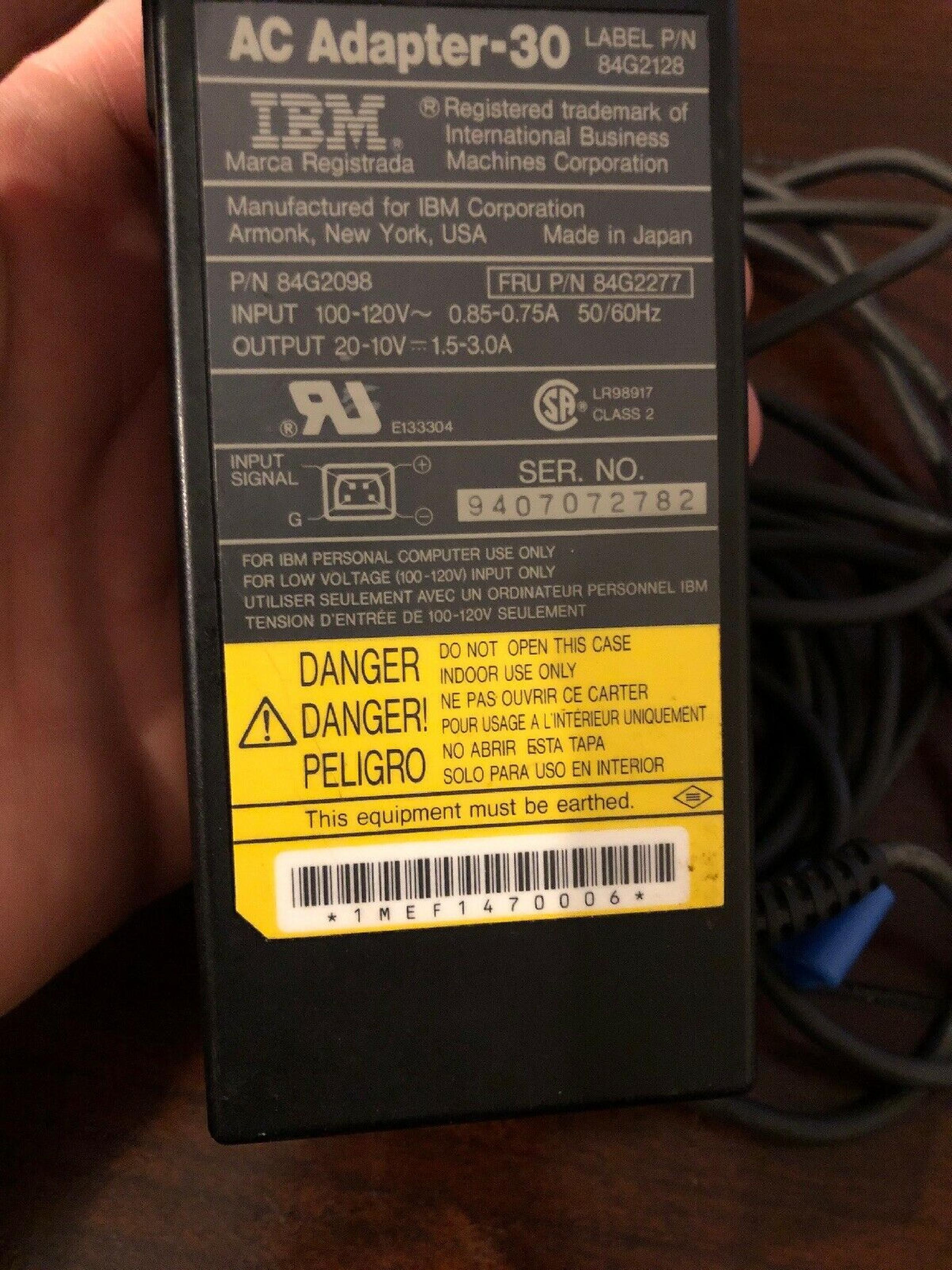 IBM 84G2128 THINKPAD AC ADAPTER 20V 1.5A 10V 3A