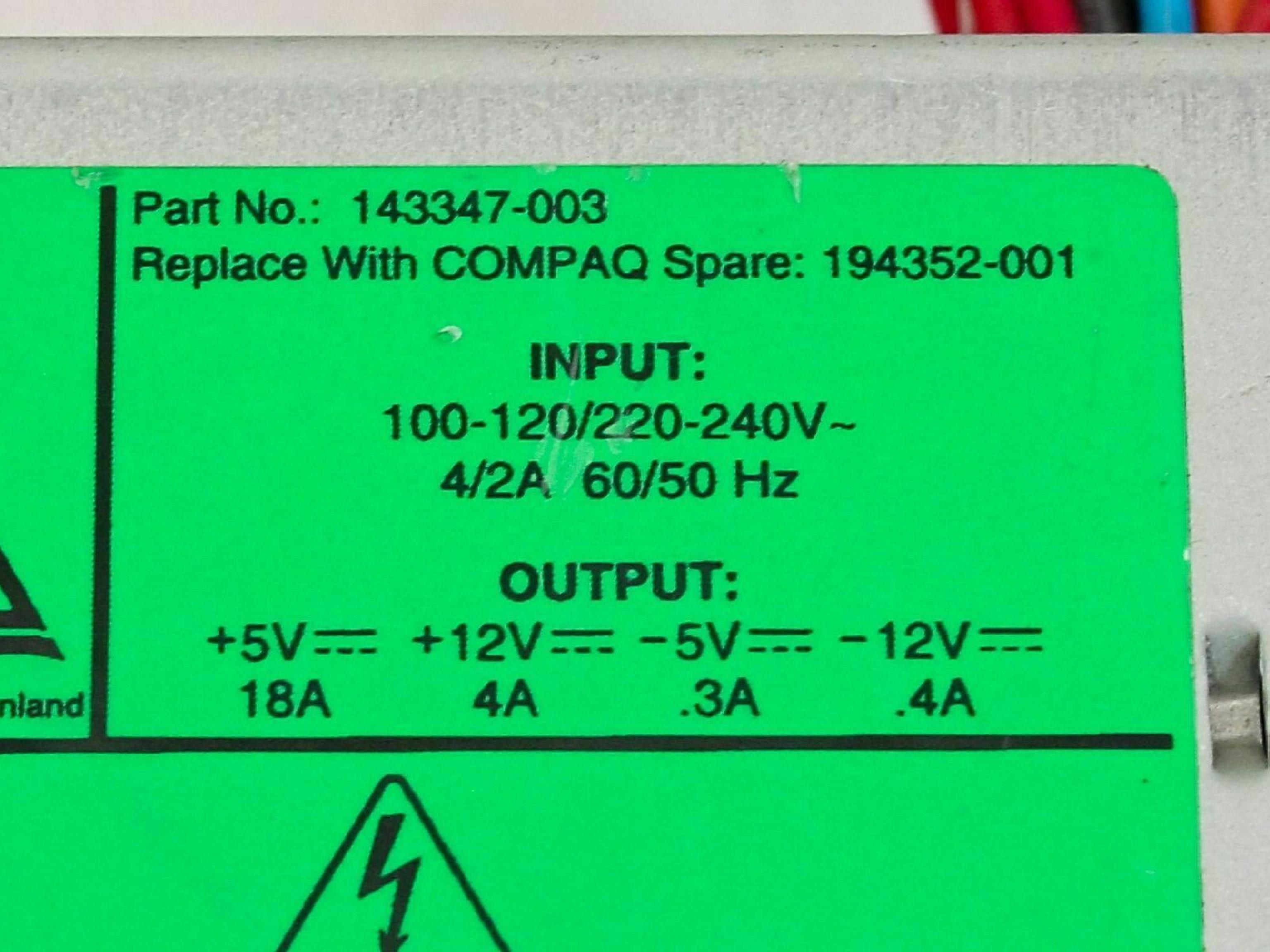 COMPAQ / HEWLETT PACKARD / HP 194352-001 CLONE 145W AT POWER SUPPLY