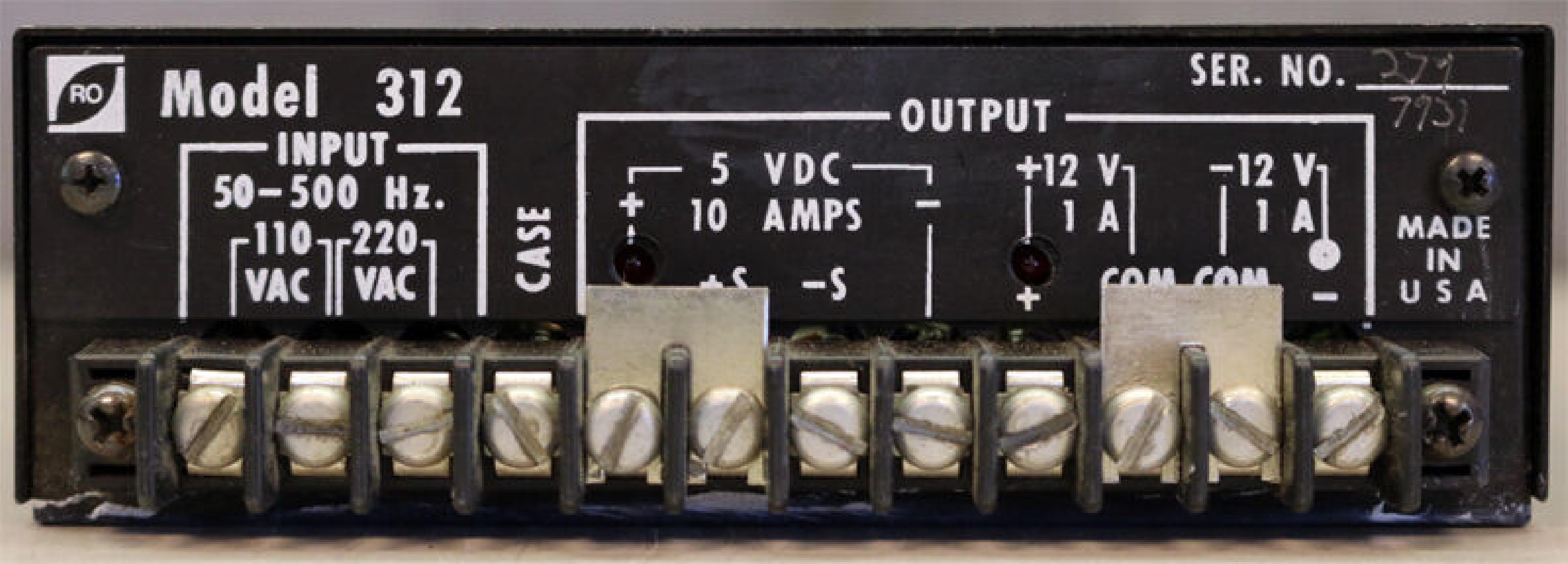 RO MODEL 312 POWER SUPPLY MODEL 302