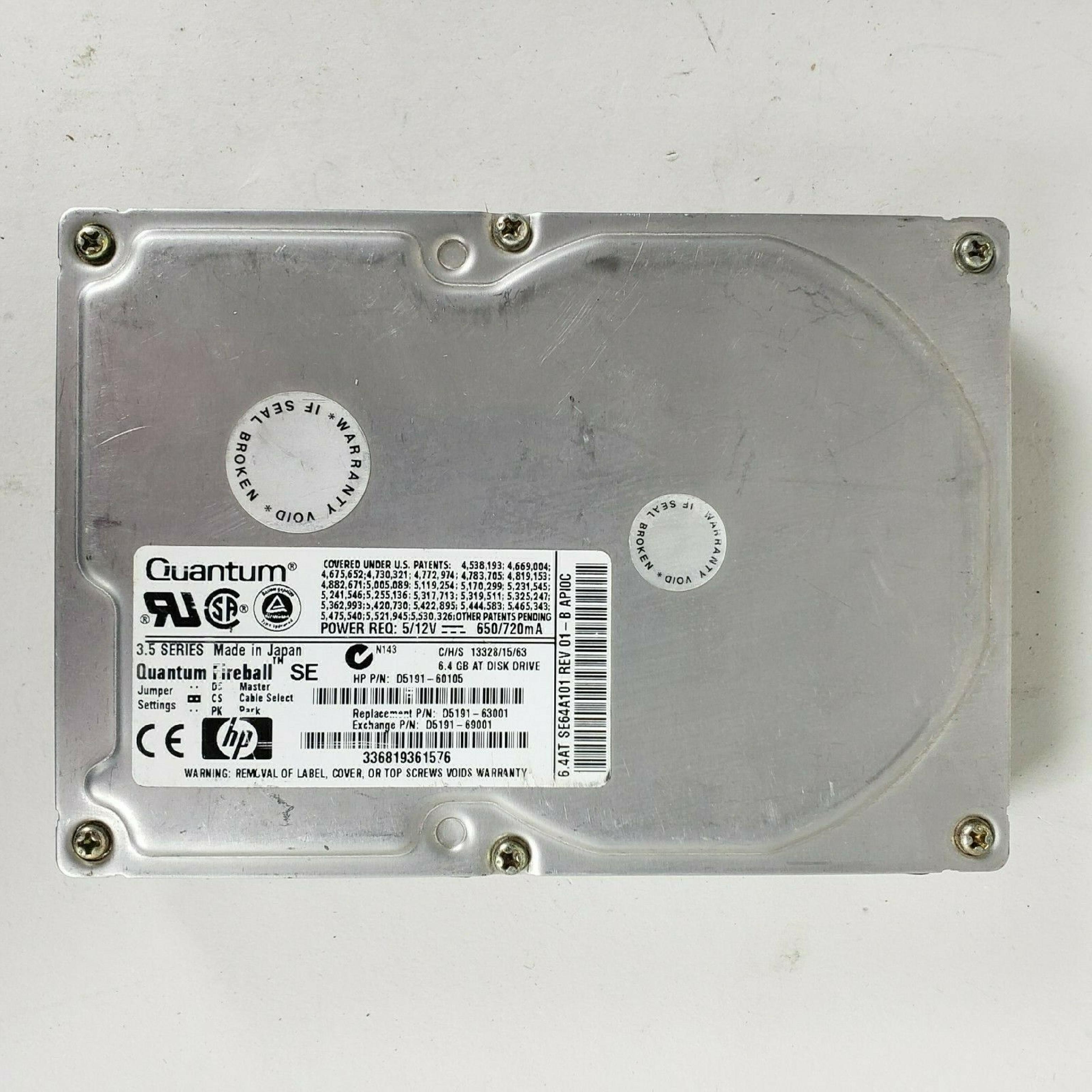 QUANTUM SE64A101 6.4GB IDE 3.5INCH DRIVE