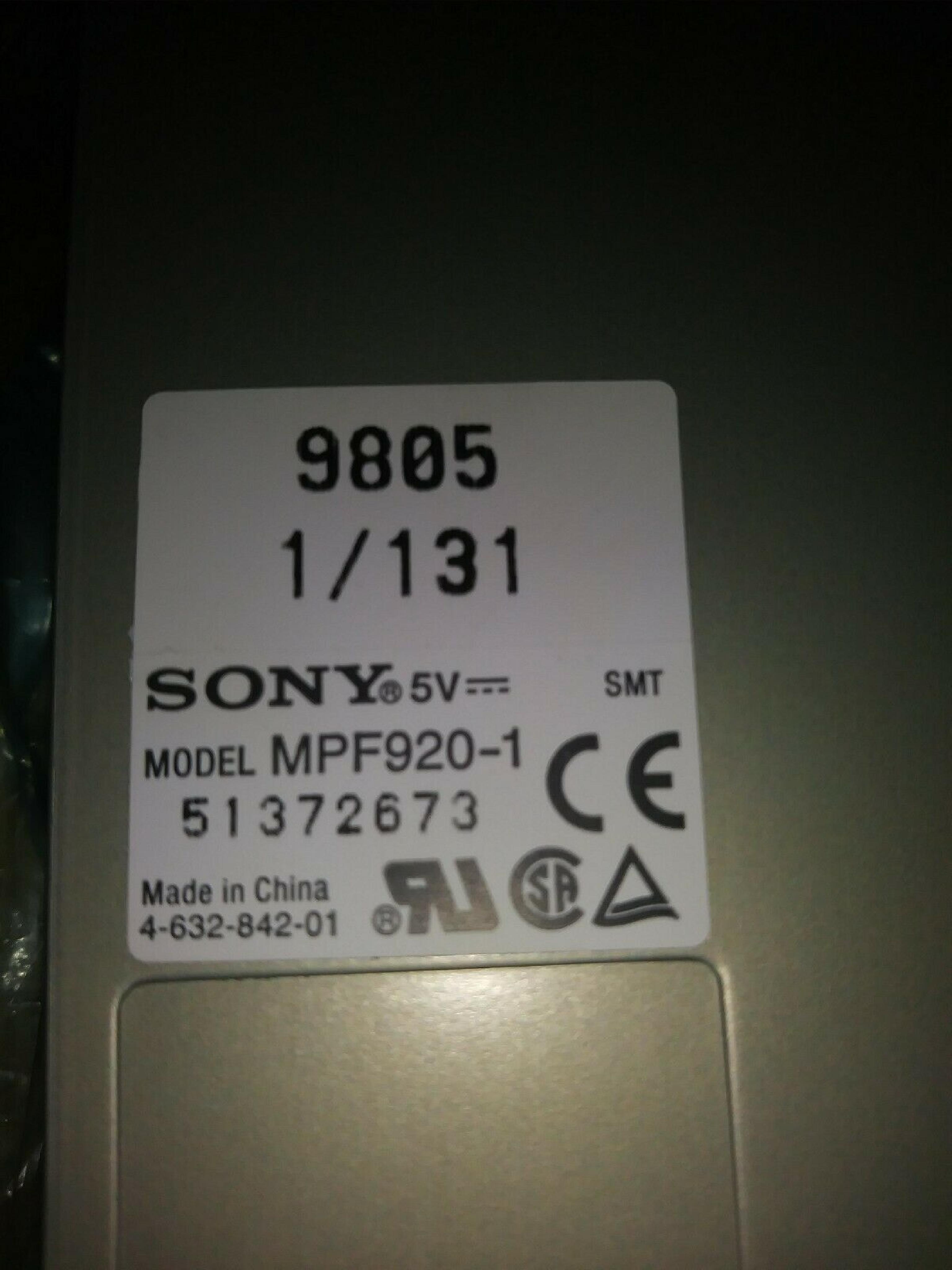 SONY MPF920-1 1.44 FLOPPY DRIVE BLACK FACE, PULLED FROM NOKIA 440 FIREWALL 1.44MB