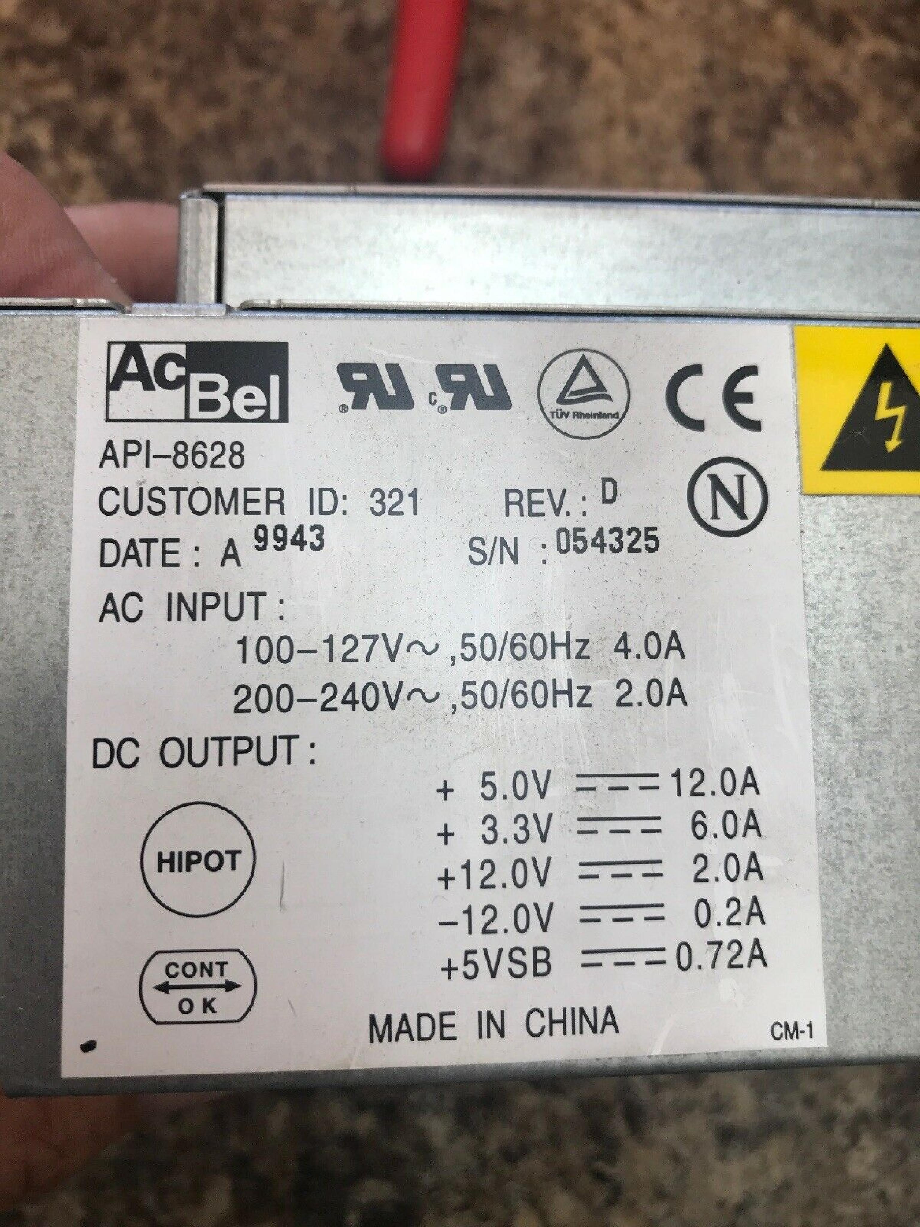 ACBEL API-8628 POWER SUPPLY FOR PRESARIO 5304