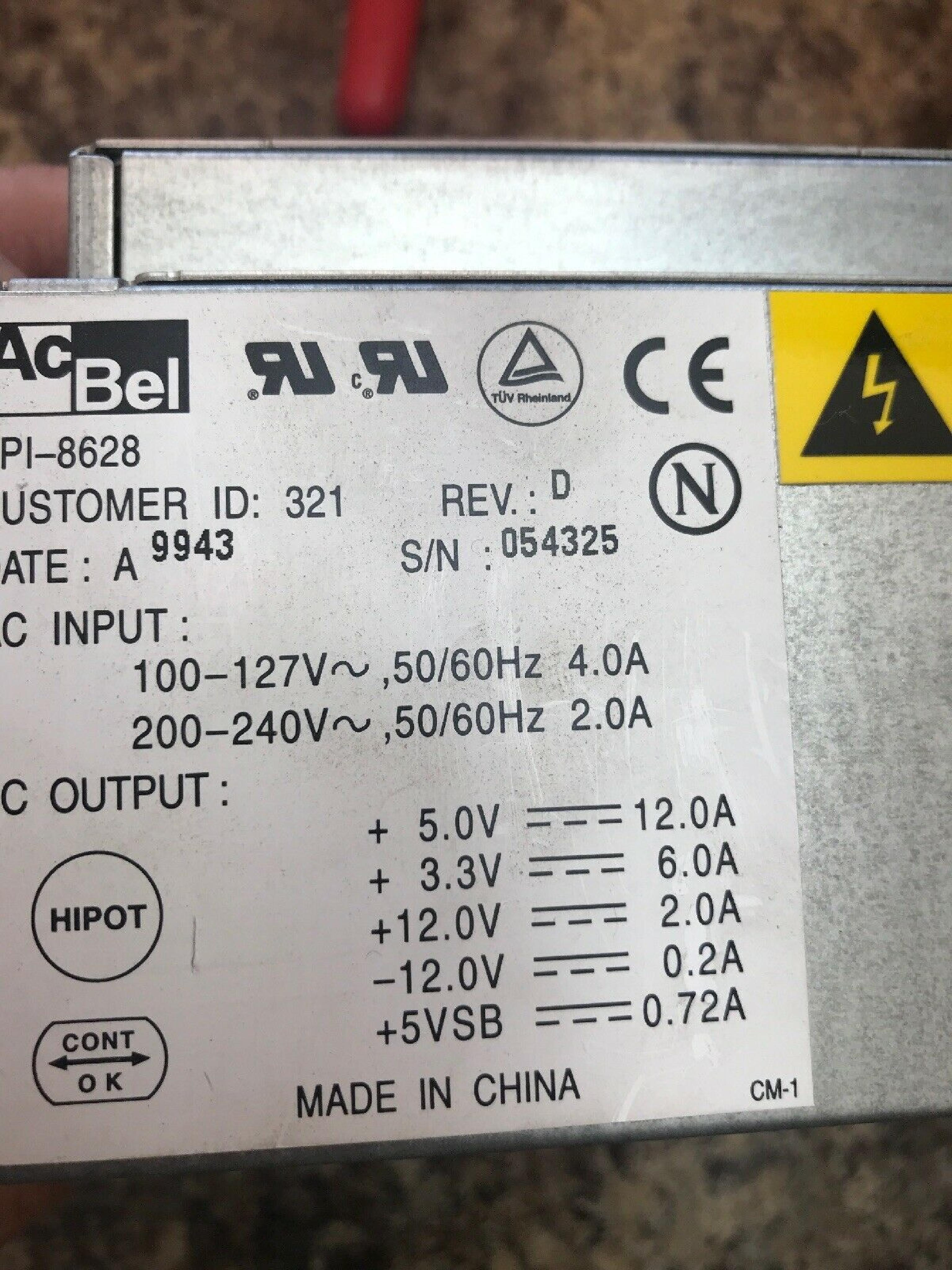 ACBEL API-8628 POWER SUPPLY FOR PRESARIO 5304