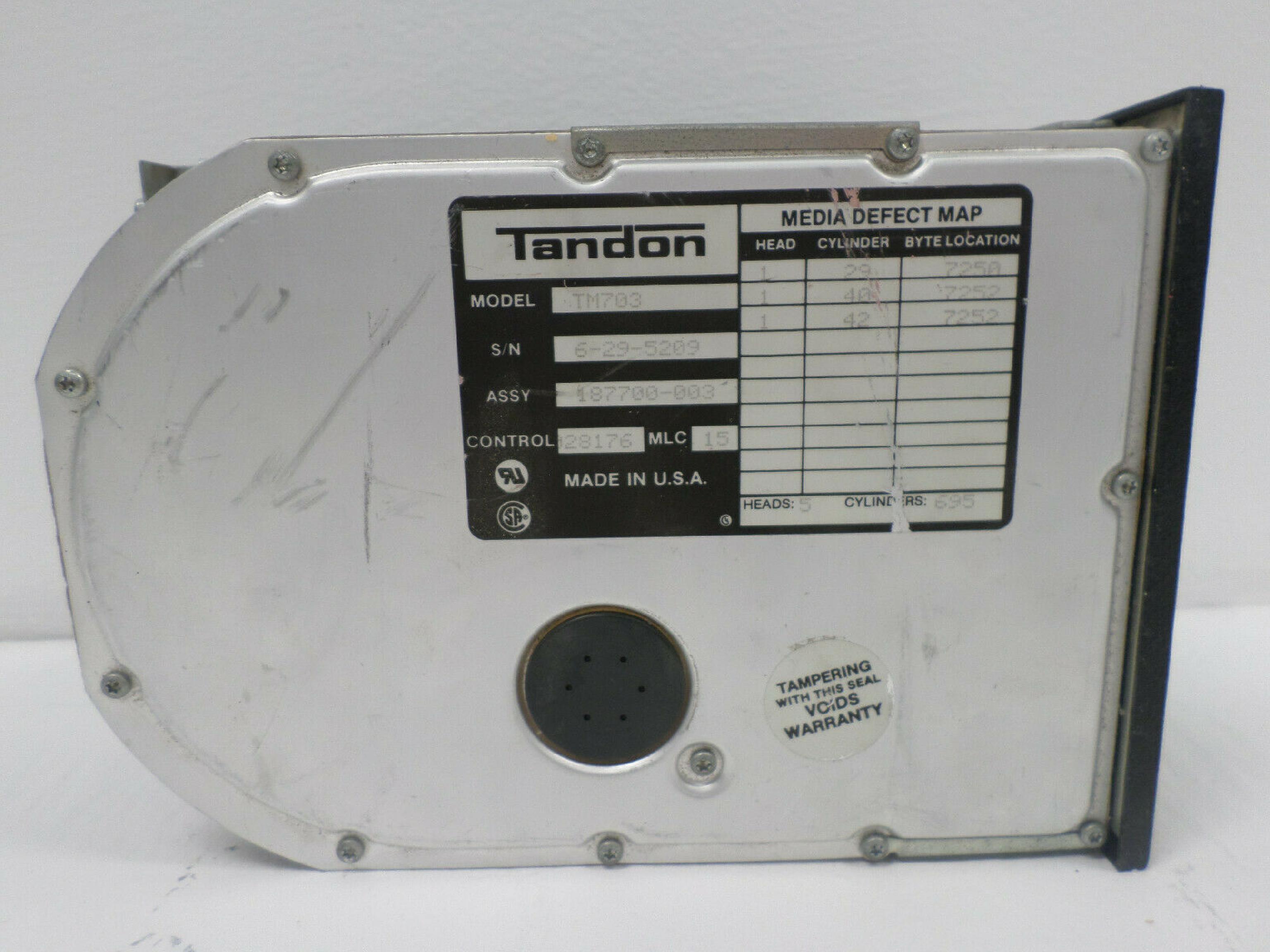 TANDON MICROTEK TM703 30MB MFM HARD DRIVE FULL HEIGHT ST412/506 5.25