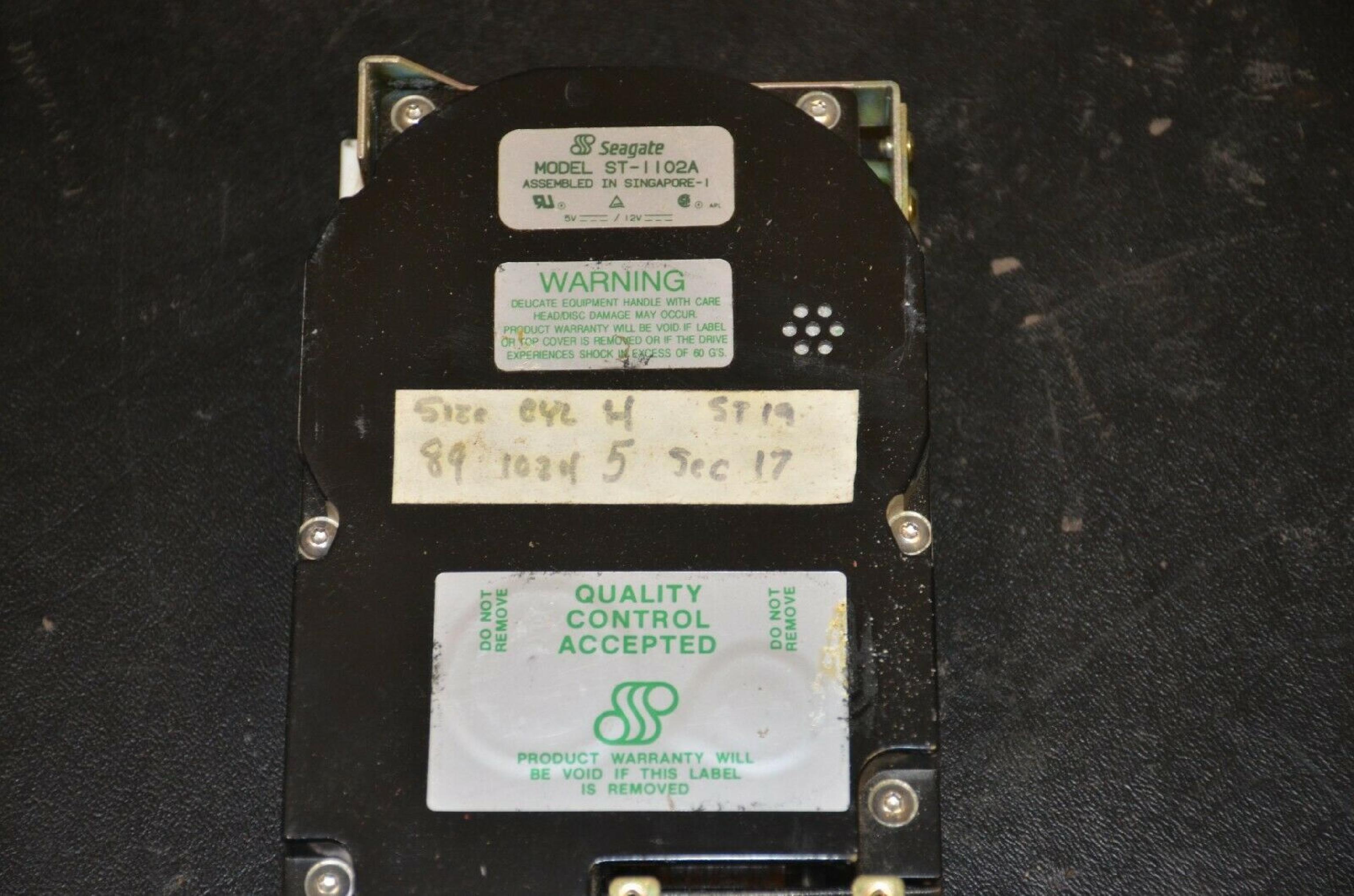 SEAGATE ST-1102A 89MB IDE AT HARD DRIVE HALF HEIGHT RLL ZBR 3.5