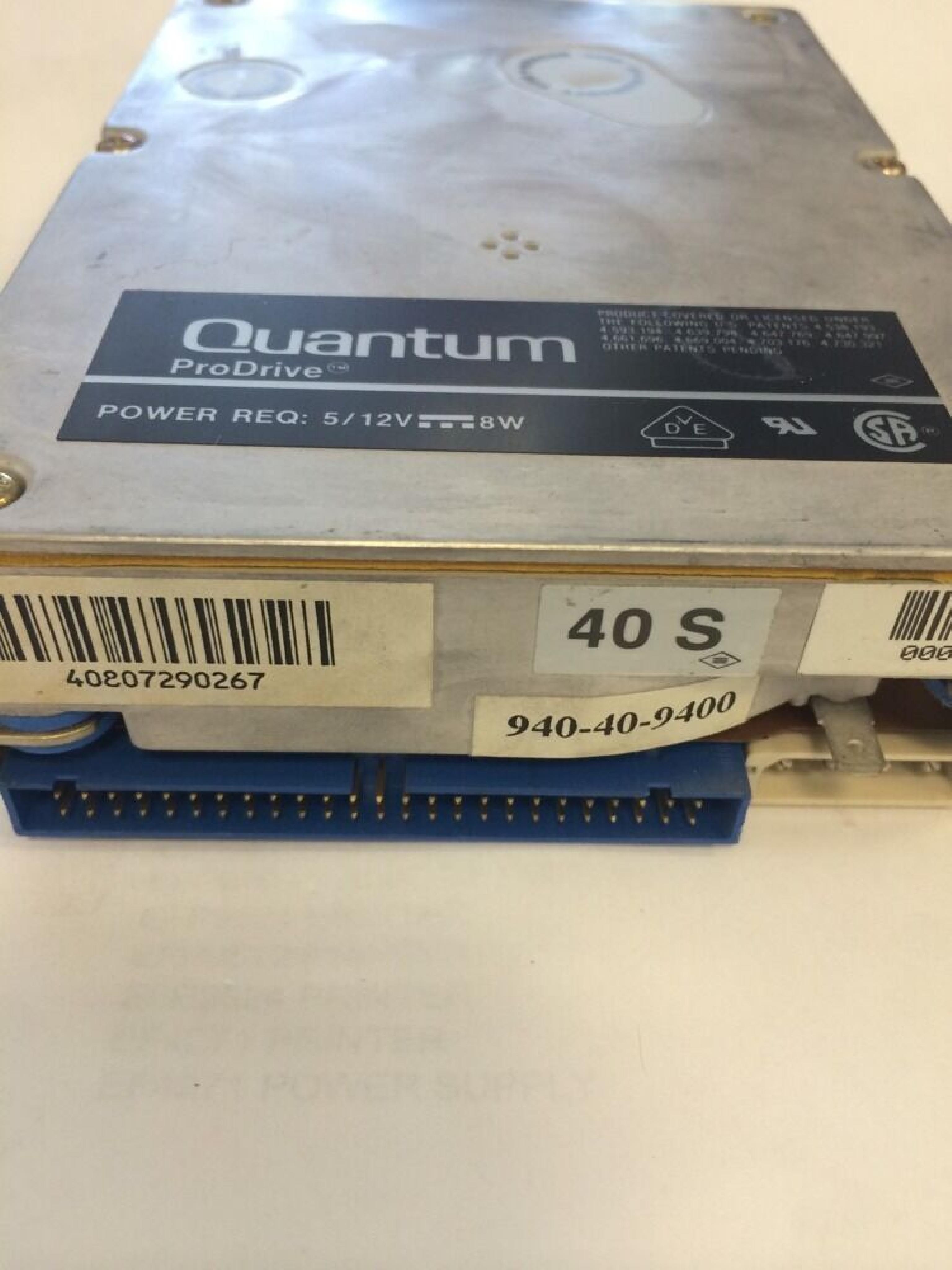 QUANTUM 940-40-9400 42MB SCSI HARD DRIVE HALF HEIGHT 2,7 RLL 3.5