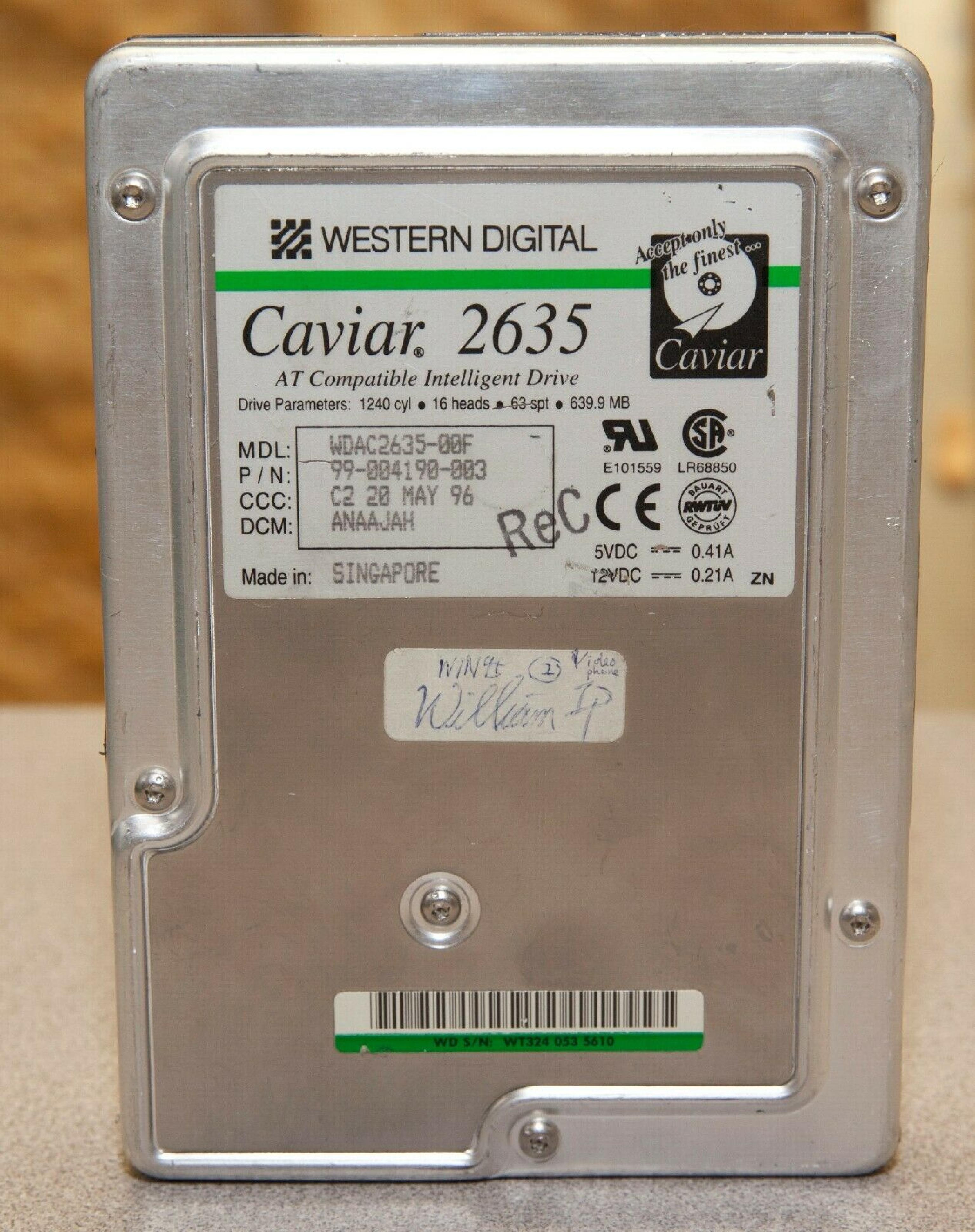 WESTERN DIGITAL / WD CAVIAR 2635 639MB IDE HARD DRIVE 3.5 INCH