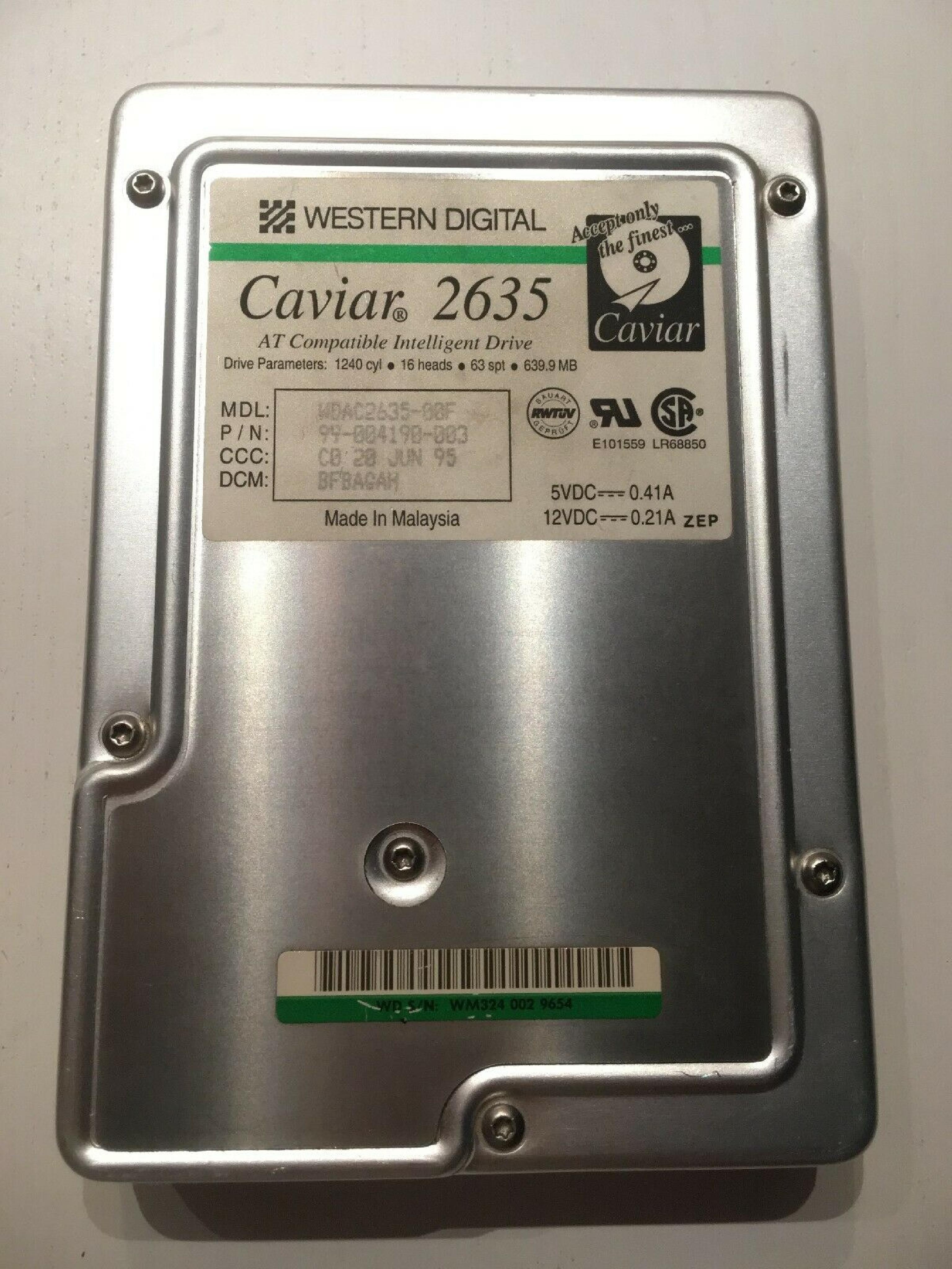 WESTERN DIGITAL / WD CAVIAR 2635 639MB IDE HARD DRIVE 3.5 INCH