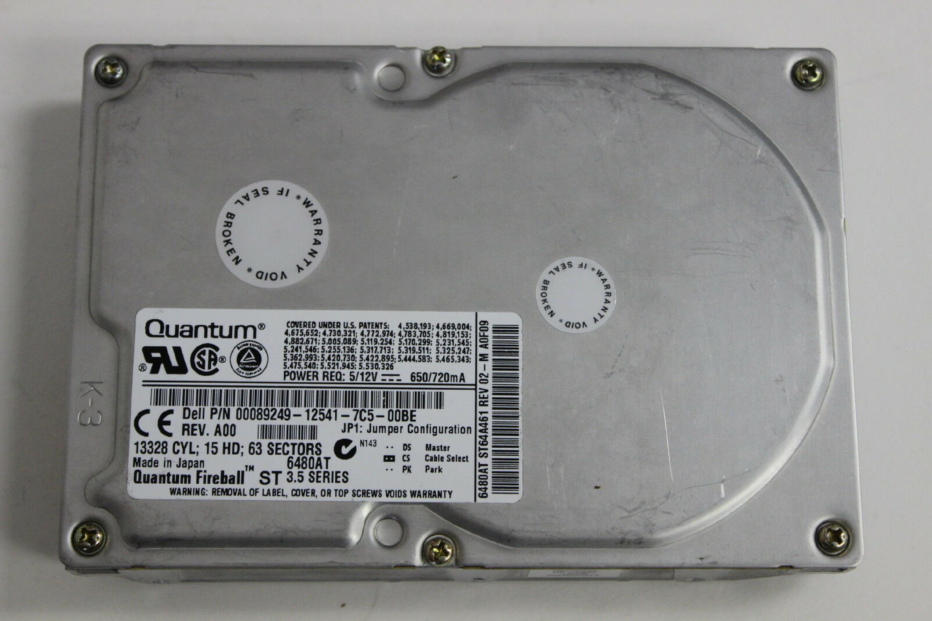 QUANTUM 6480AT 6.4GB IDE 3.5INCH DRIVE