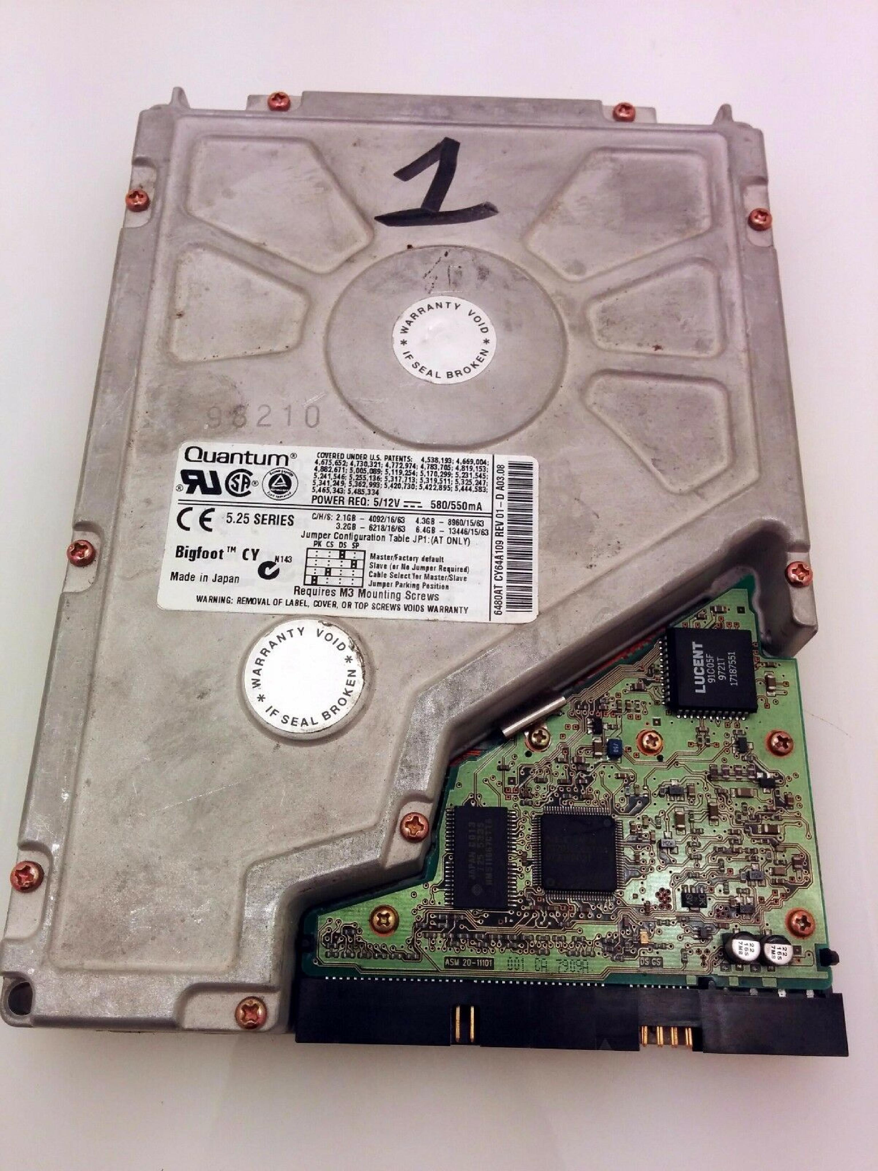 QUANTUM 6480AT 6.4GB IDE 3.5INCH DRIVE