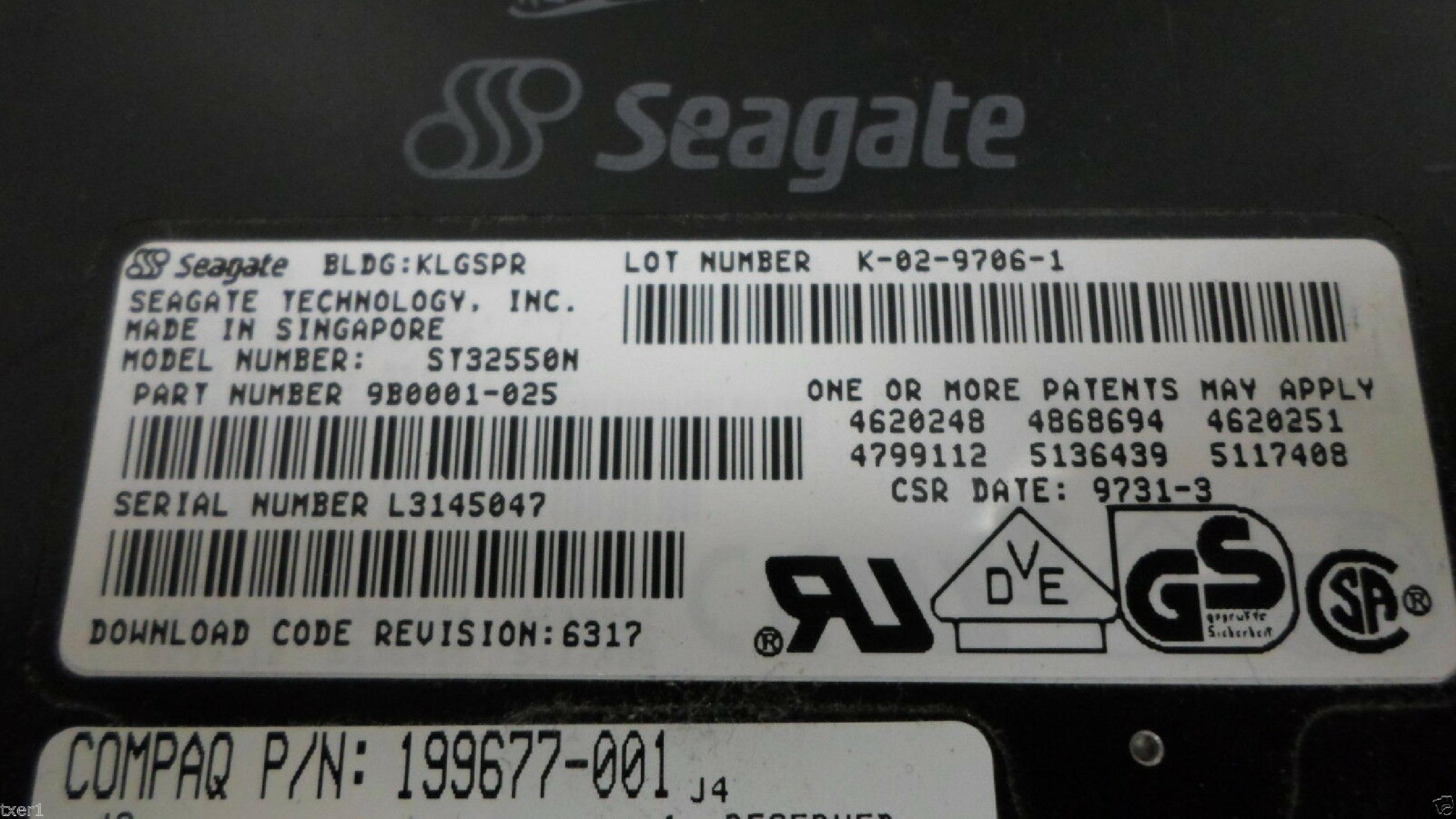 COMPAQ / HEWLETT PACKARD / HP 199677-001 2.1GB SCSI 50 PIN HARD DRIVE