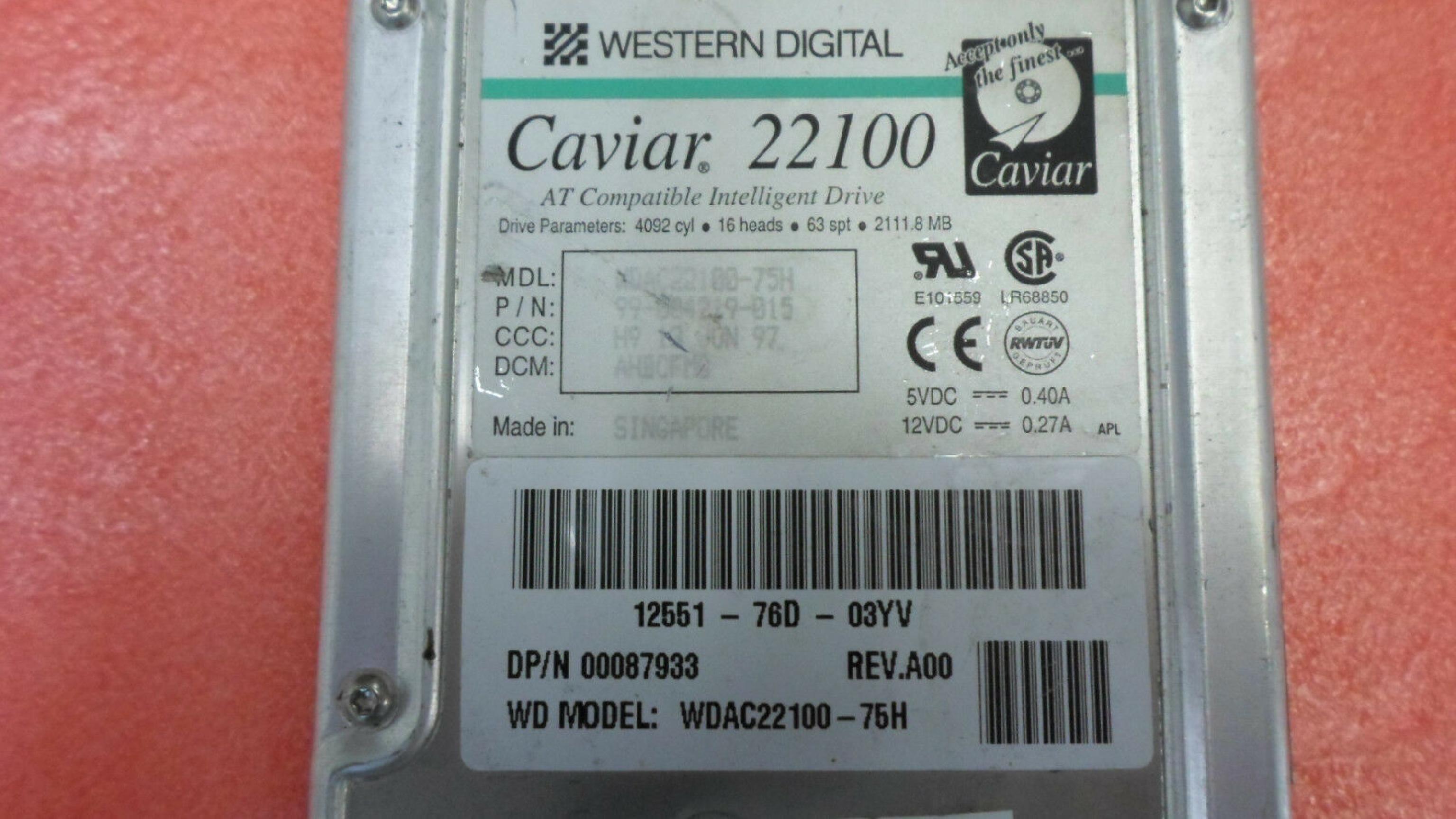 WESTERN DIGITAL / WD 99-004219-015 2.1GB 3.5 IDE DRIVE