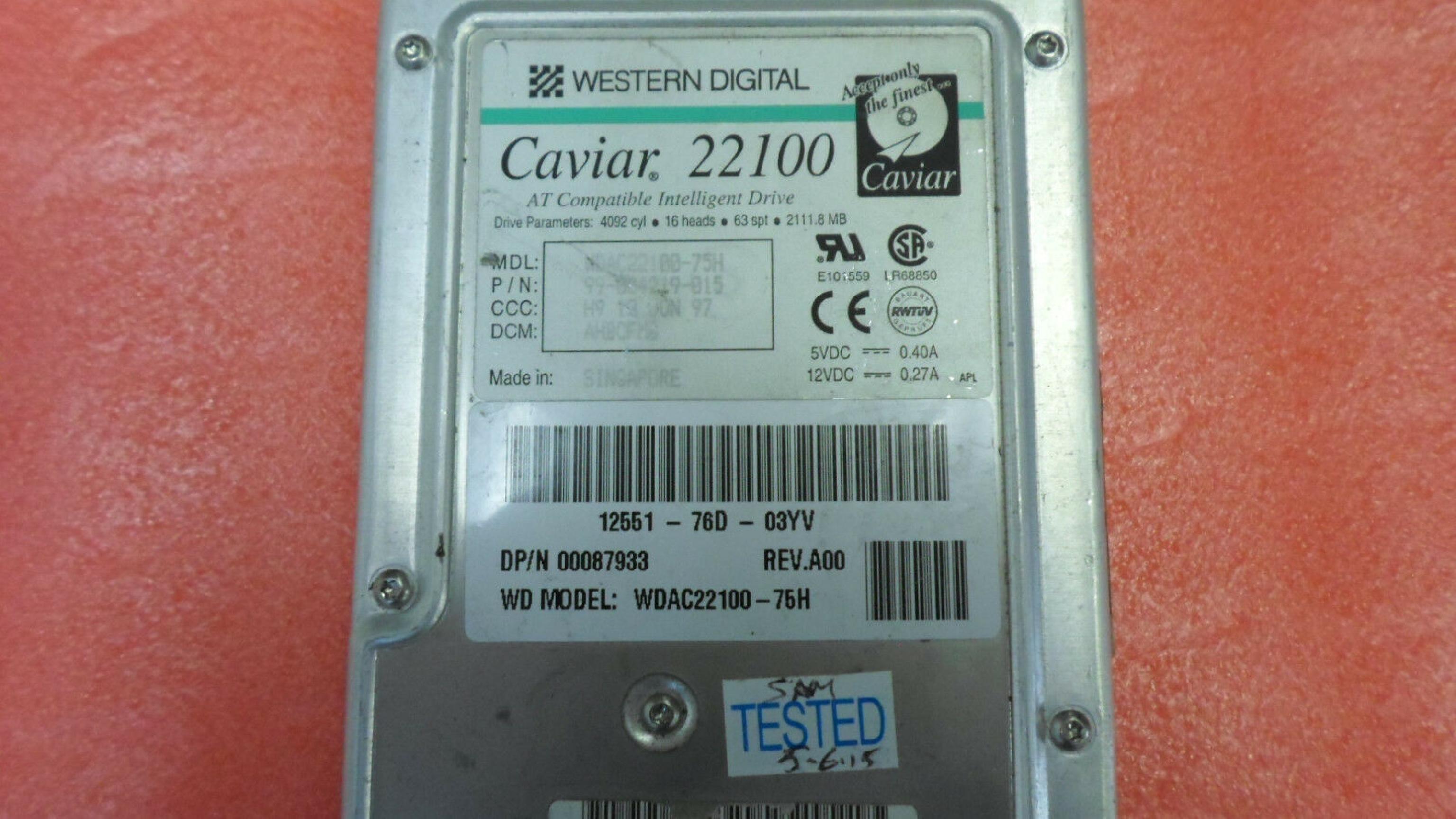 WESTERN DIGITAL / WD 99-004219-015 2.1GB 3.5 IDE DRIVE