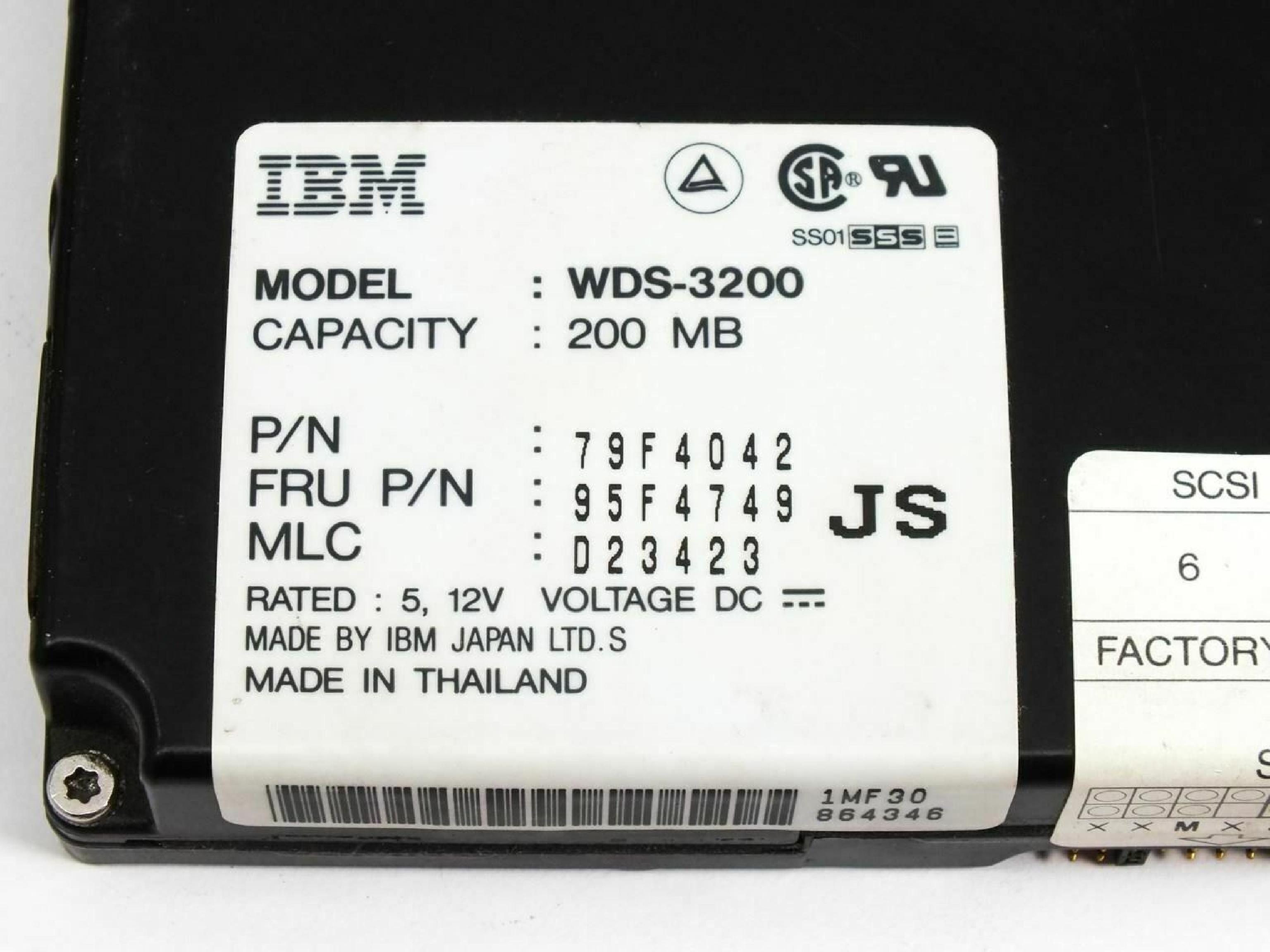 IBM 95F4749 212MB SCSI 3.5INCH 50 PIN