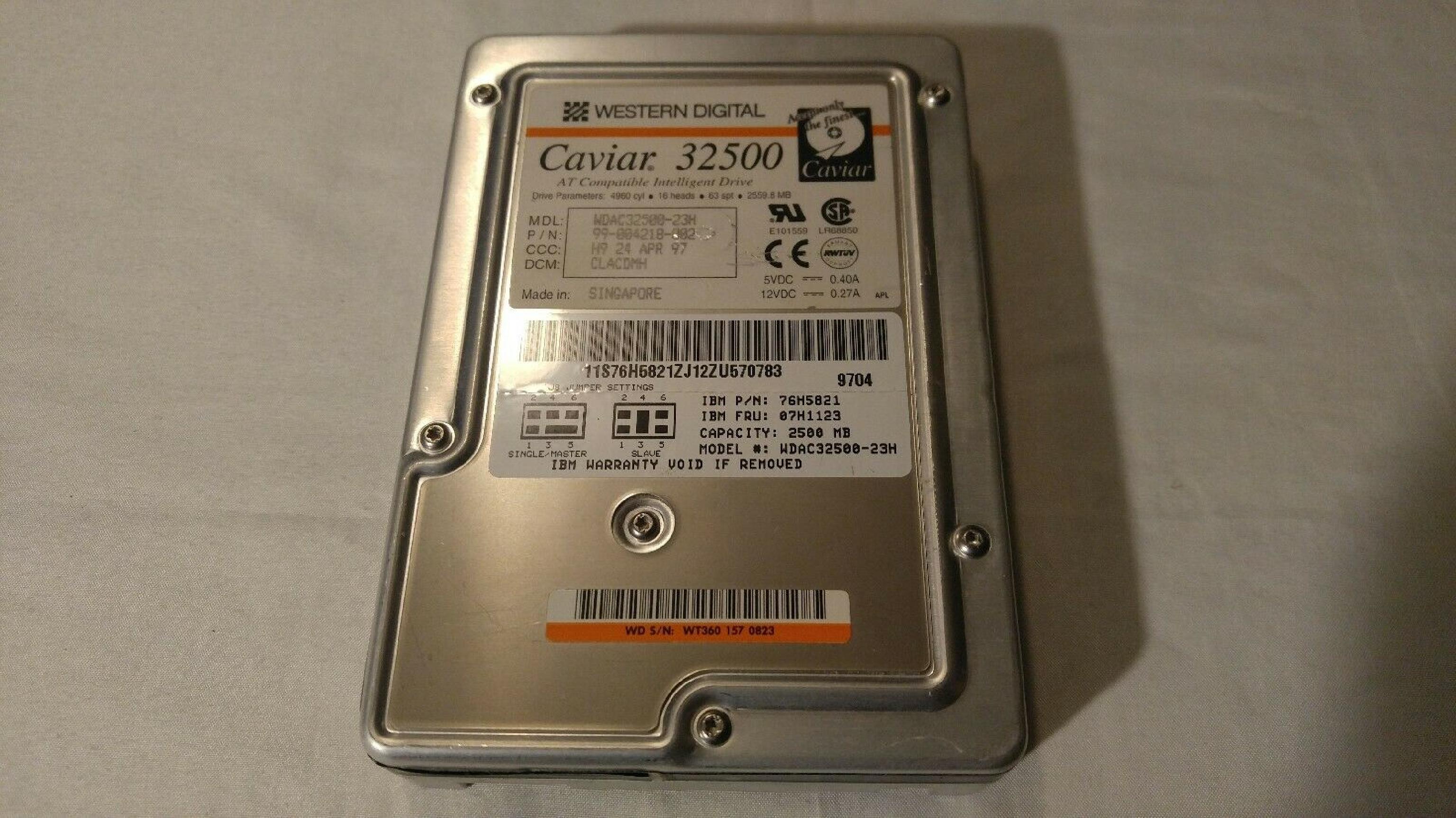 WESTERN DIGITAL / WD AC22500-23LA IBM 2.5GB IDE HARD DRIVE