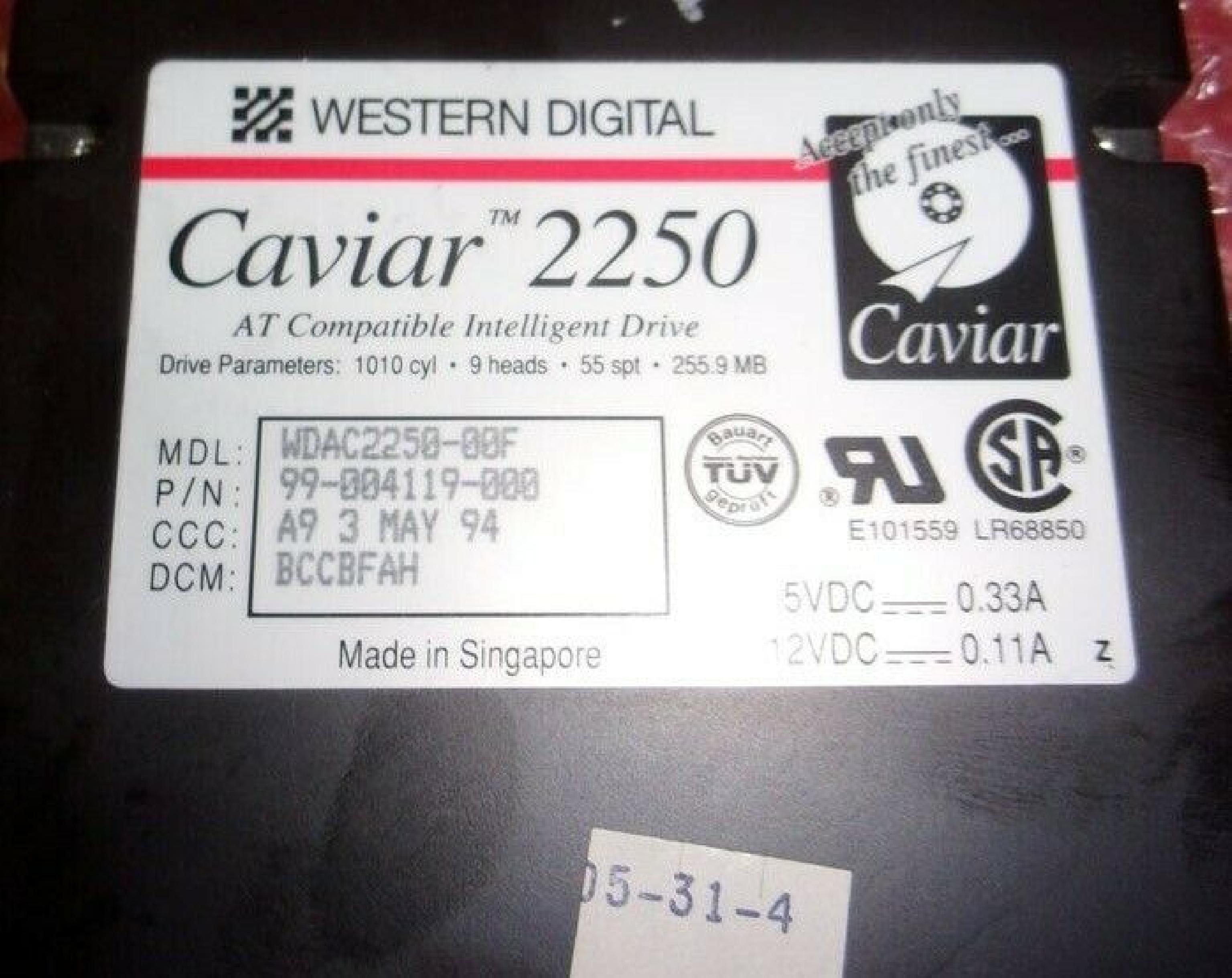 WESTERN DIGITAL / WD WDAC2250-00F 255.9 MB 3.5 IDE HARD DRIVE CAVIAR 2250