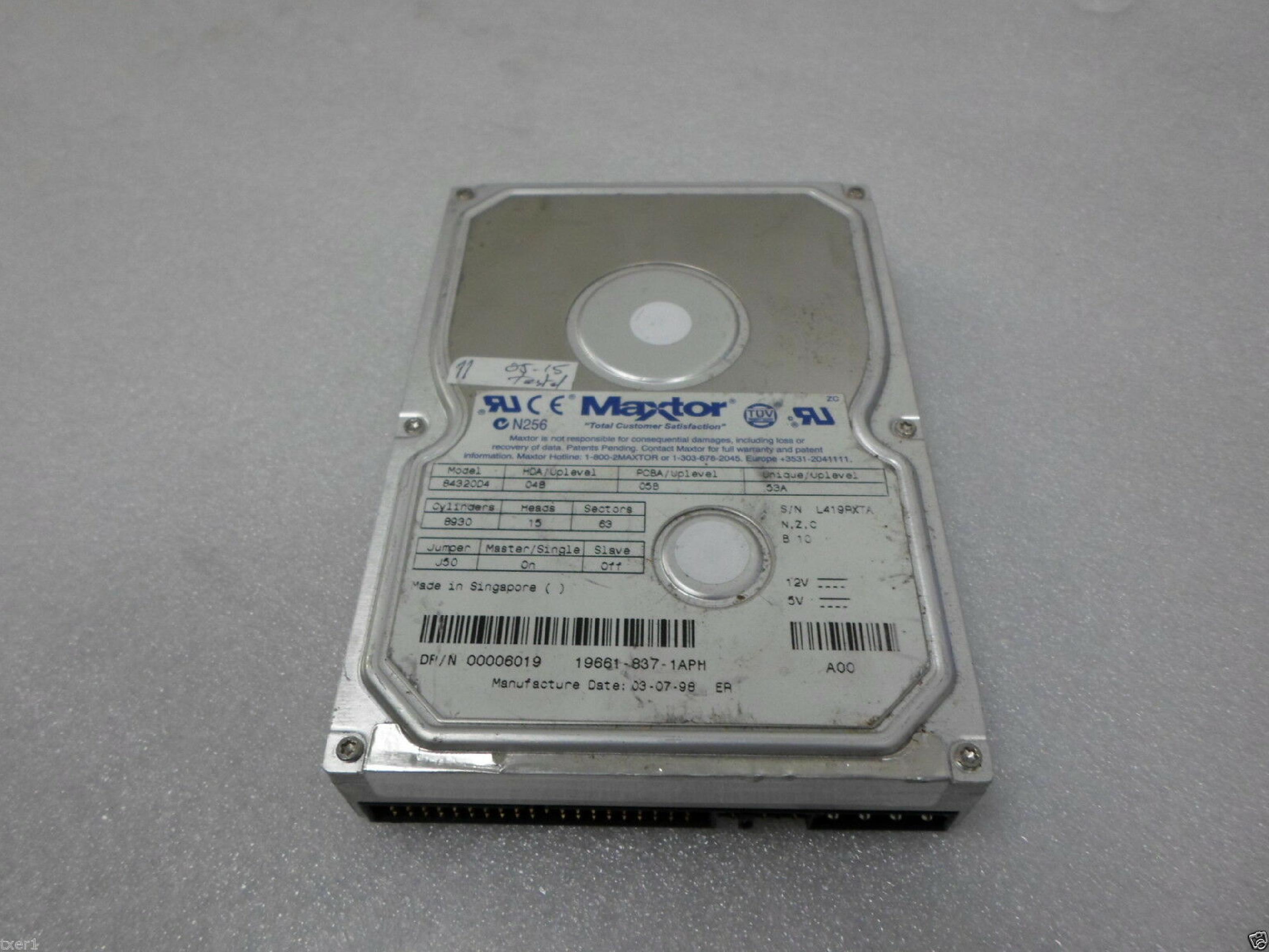 MAXTOR / DELL 6019 4.3GB ULTRA DMA IDE DRIVE HDA 04B PCBA 05B UNIQUE 53A