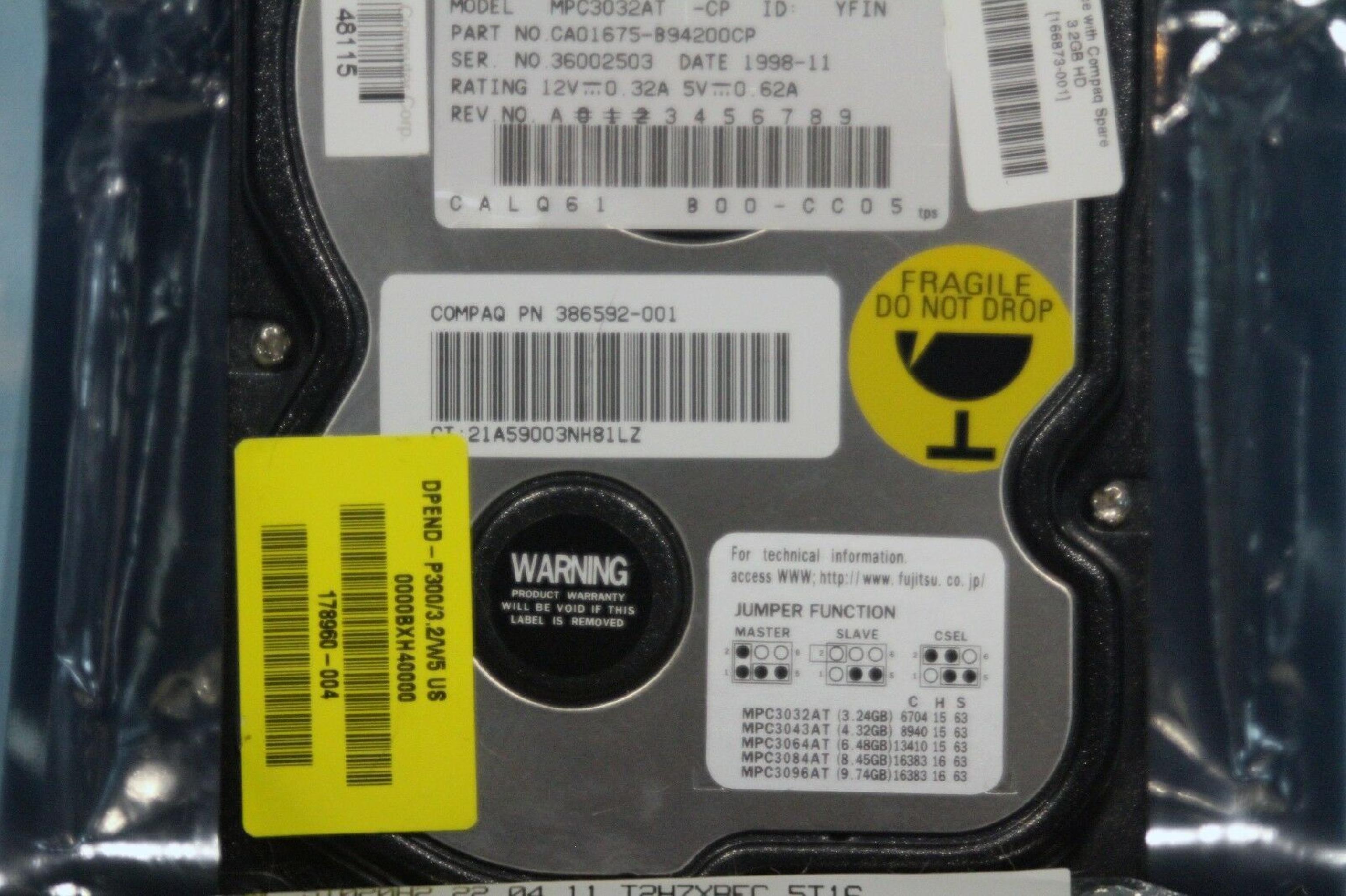 FUJITSU MPC3032AT UDMA 3.2GB 3.5INCH HARD DRIVE