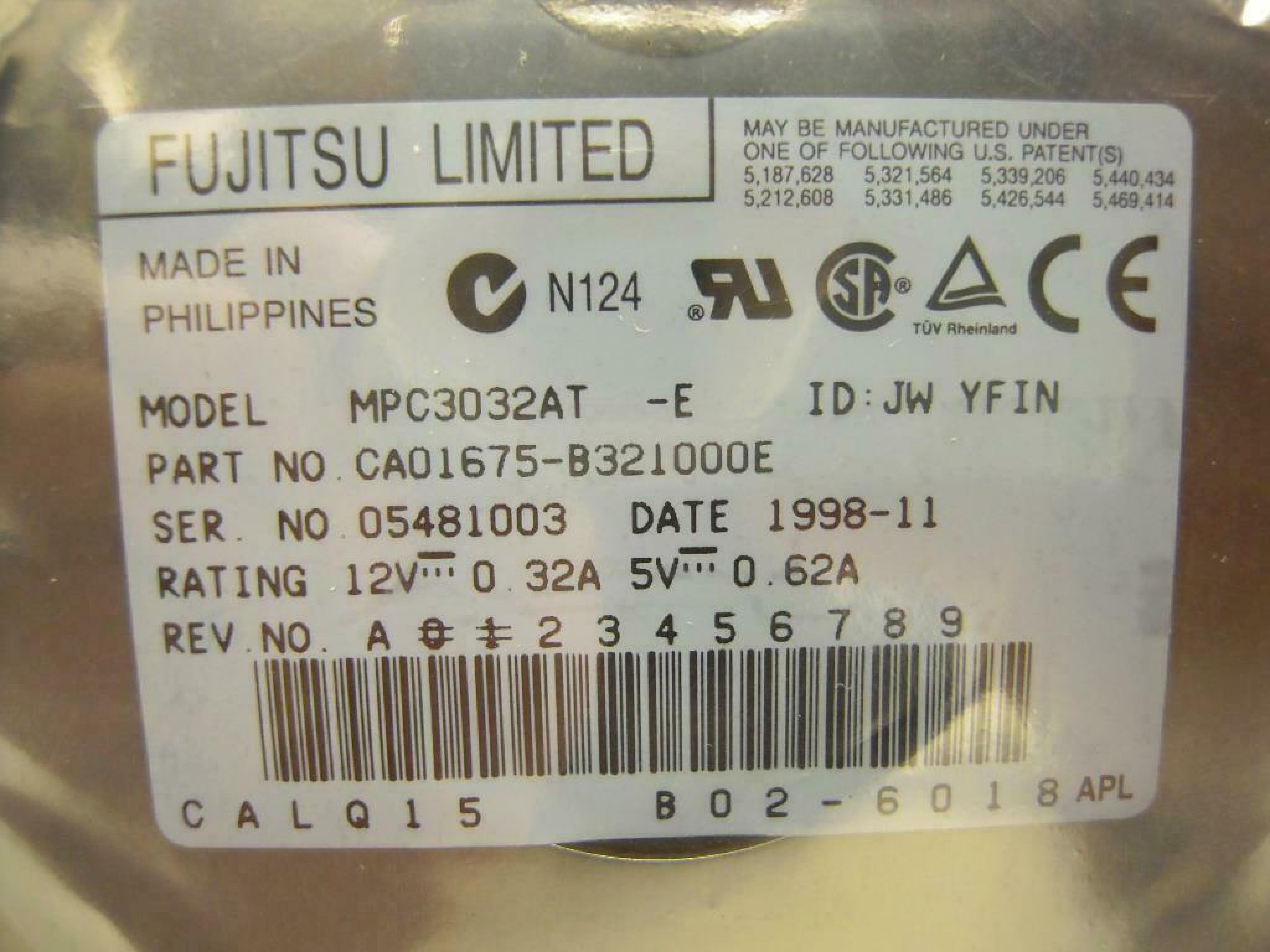 FUJITSU MPC3032AT UDMA 3.2GB 3.5INCH HARD DRIVE