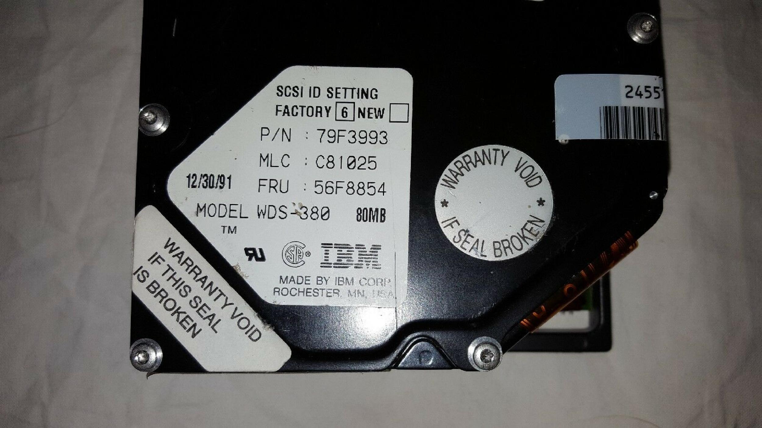 IBM WDS-380 80MB SCSI HARD DRIVE 8565-121 WDS-380S
