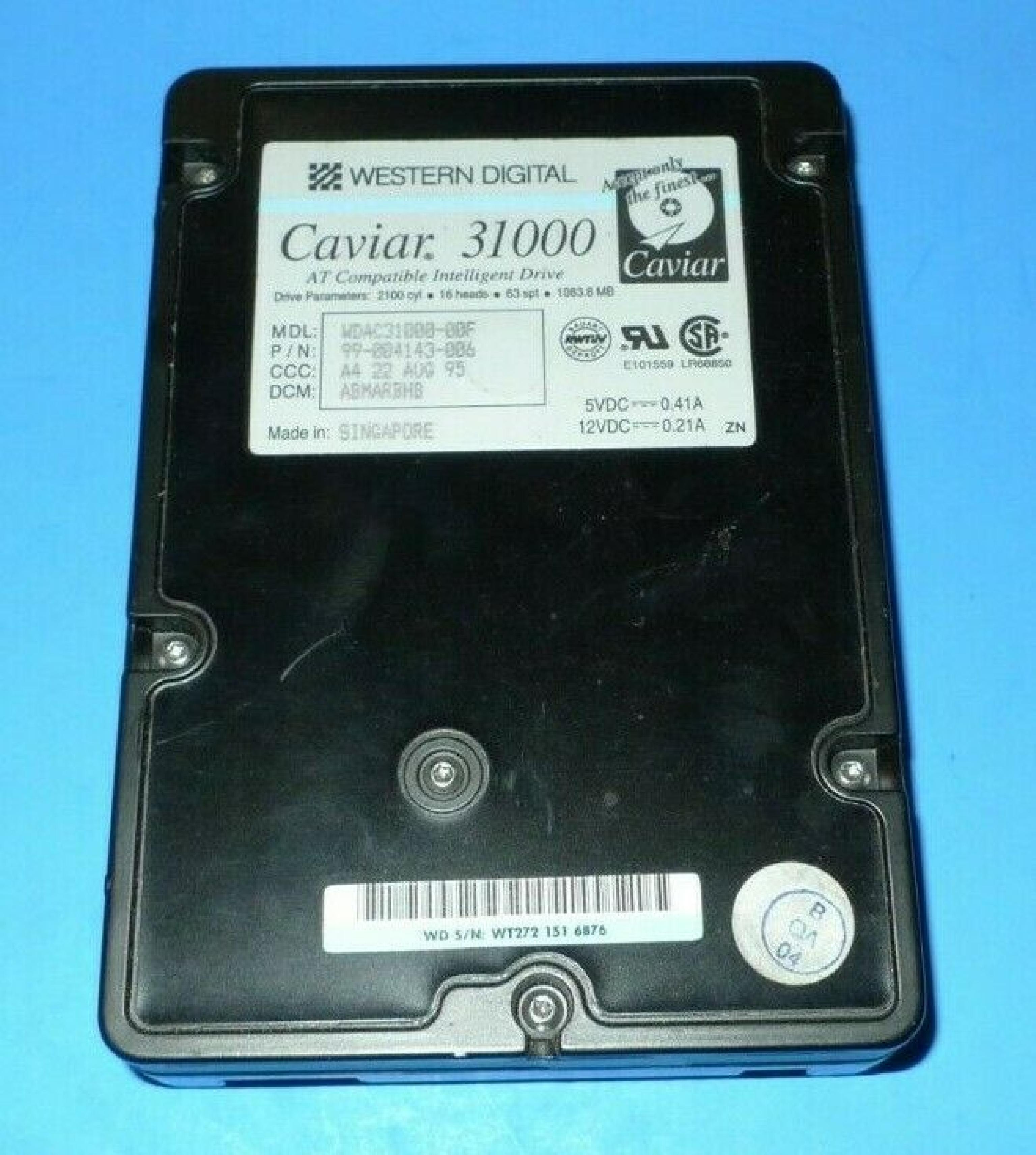 WESTERN DIGITAL / WD WDAC31000-00H WESTERN DIGITAL CAVIAR 31000 1083.8 MB AT HARD DRIVE IDE 3.5 INCH