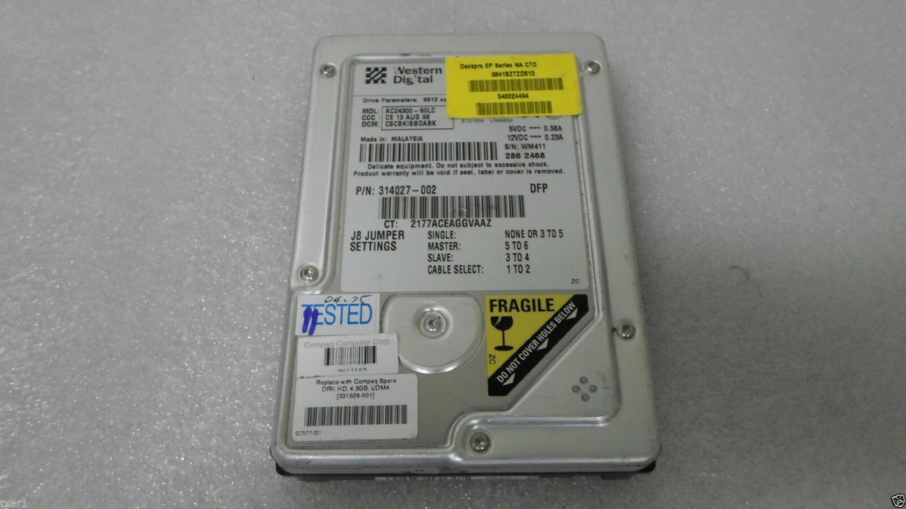 WESTERN DIGITAL / WD AC24300-60LC REPLACEMENT CAVIAR AC36400 6.4GB IDE 3.5INCH