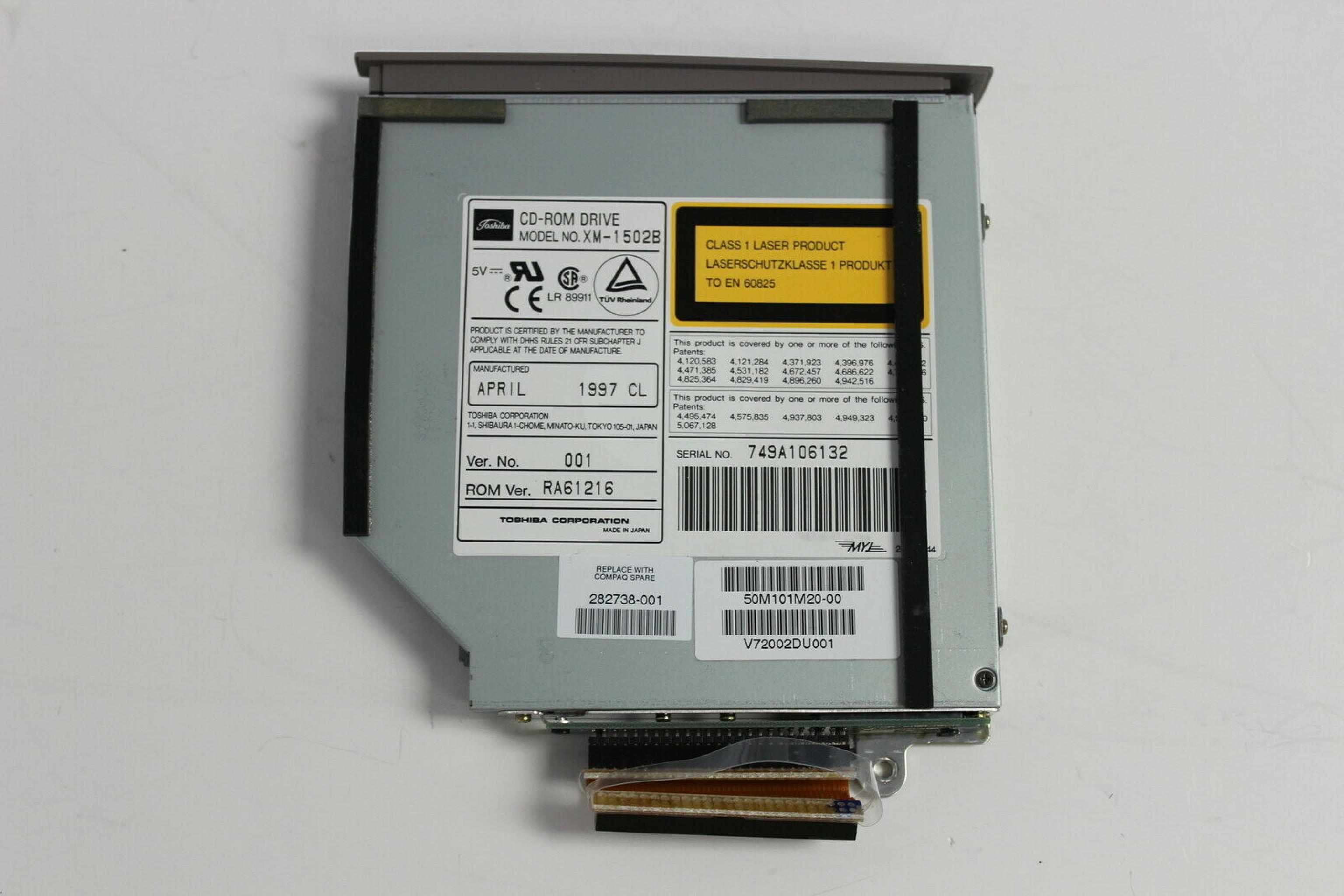 COMPAQ / HEWLETT PACKARD / HP / TOSHIBA 282738-001 OPEN BOX 10X CDROM DRIVE GRAY CURVED BEZEL FOR PRESARIO 1000 SERIES 10XCD MODULE SATELITE TECRA 220 480 530