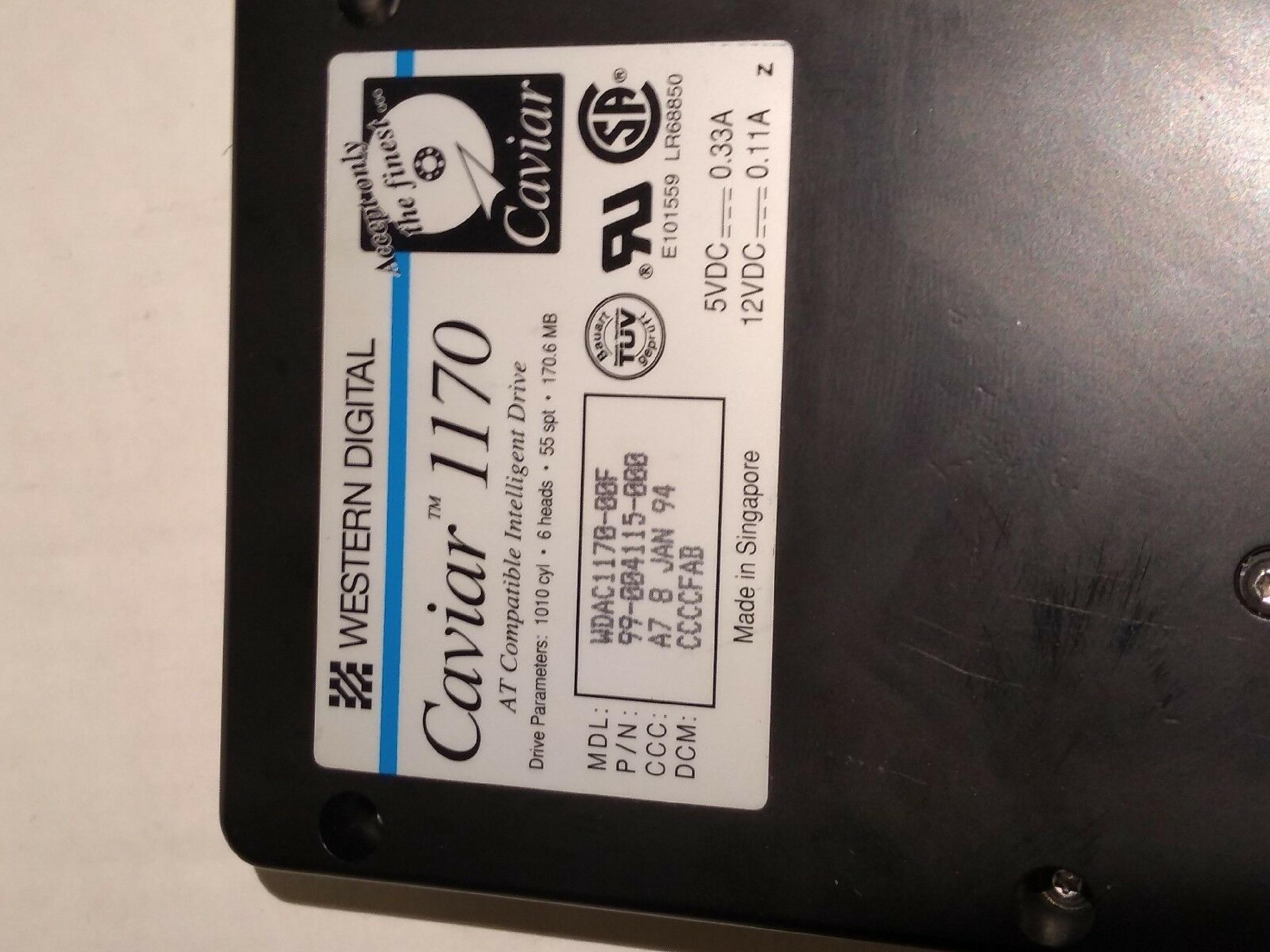 WESTERN DIGITAL / WD CAVIAR 1170 170MB 3.5 IDE 3H HARD DRIVE