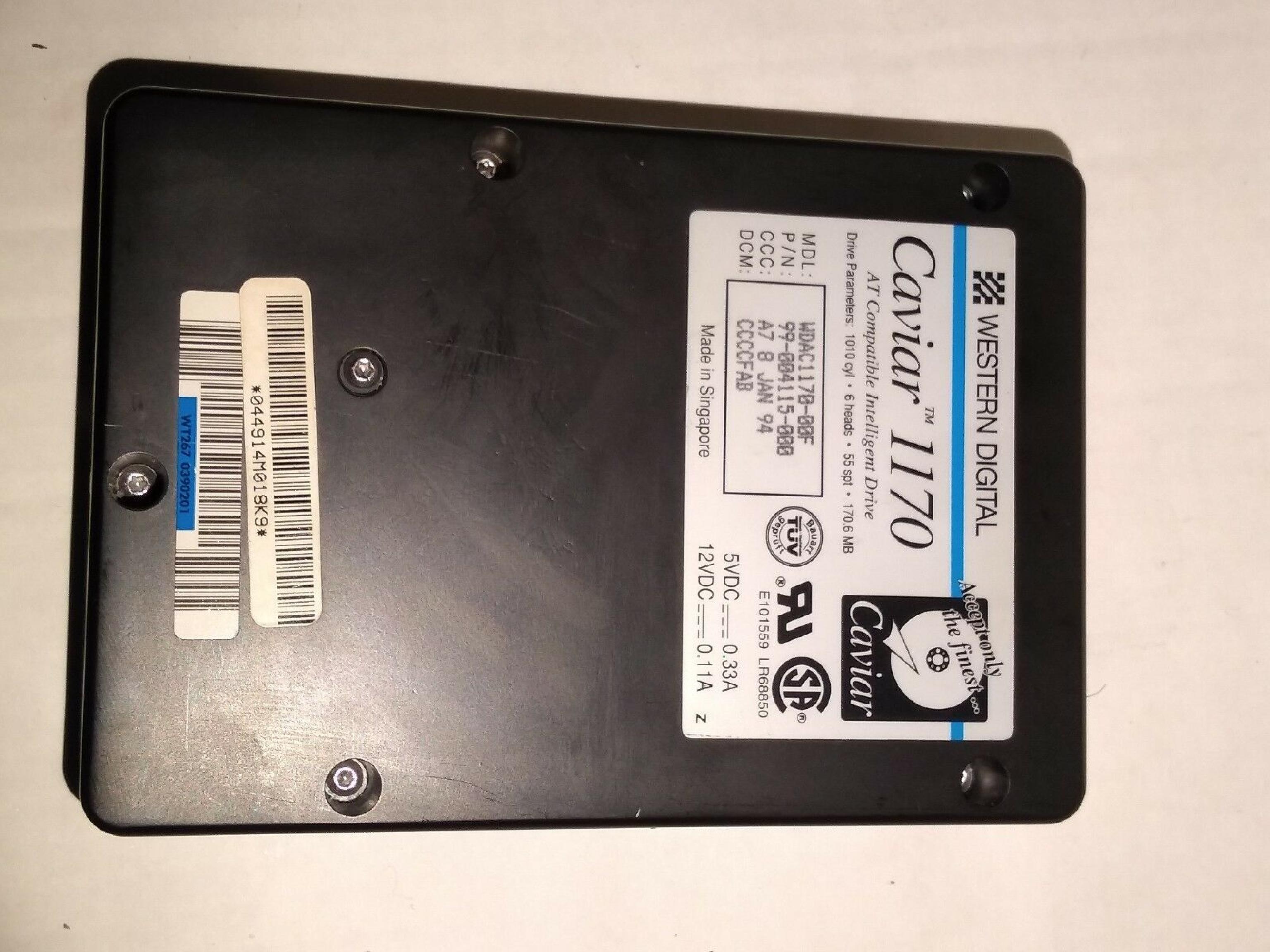 WESTERN DIGITAL / WD CAVIAR 1170 170MB 3.5 IDE 3H HARD DRIVE