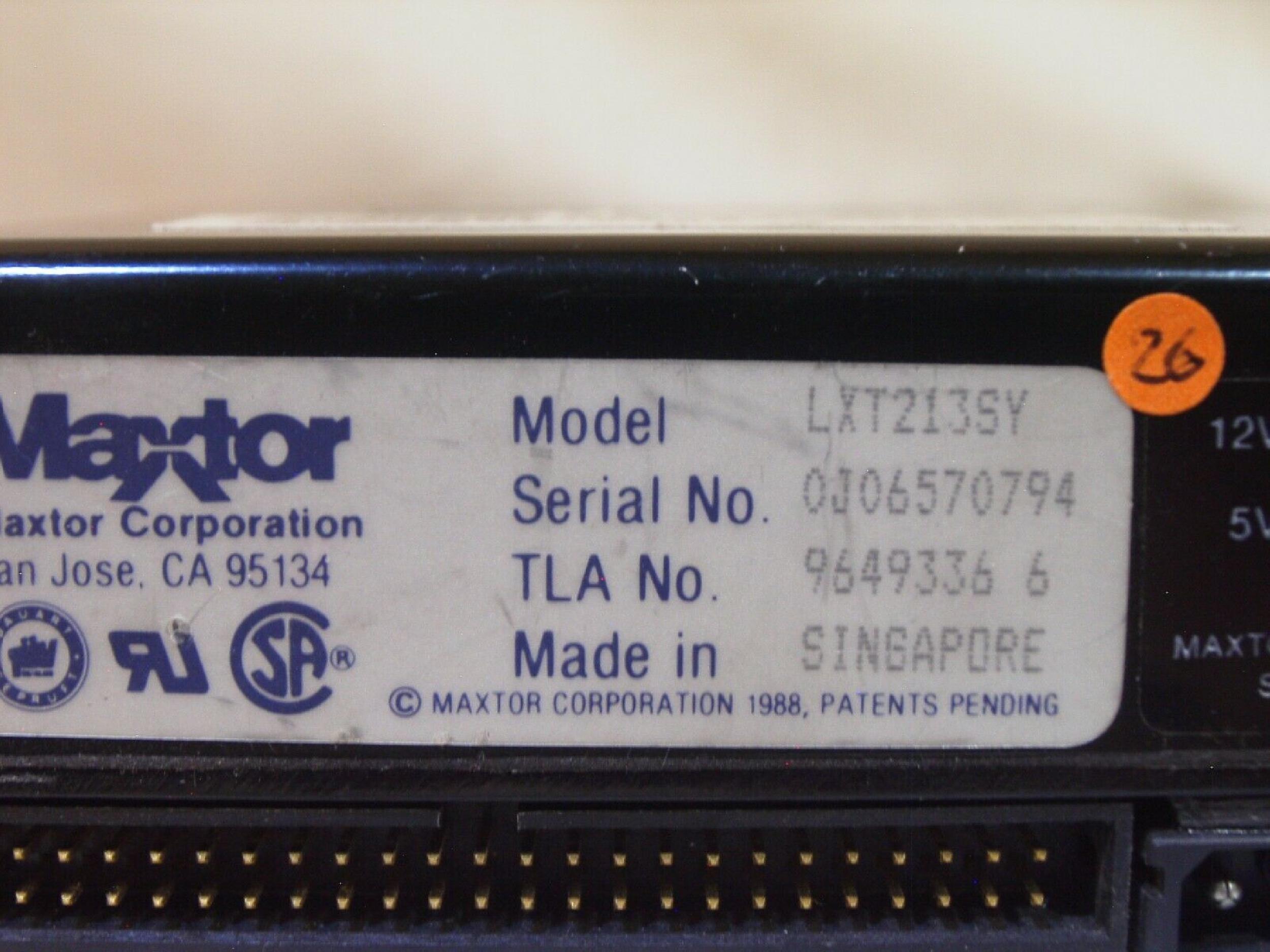 MAXTOR LXT213SY 212MB 3.5 HH SCSI HARD DRIVE PULLED FROM SPARC STATION IPX
