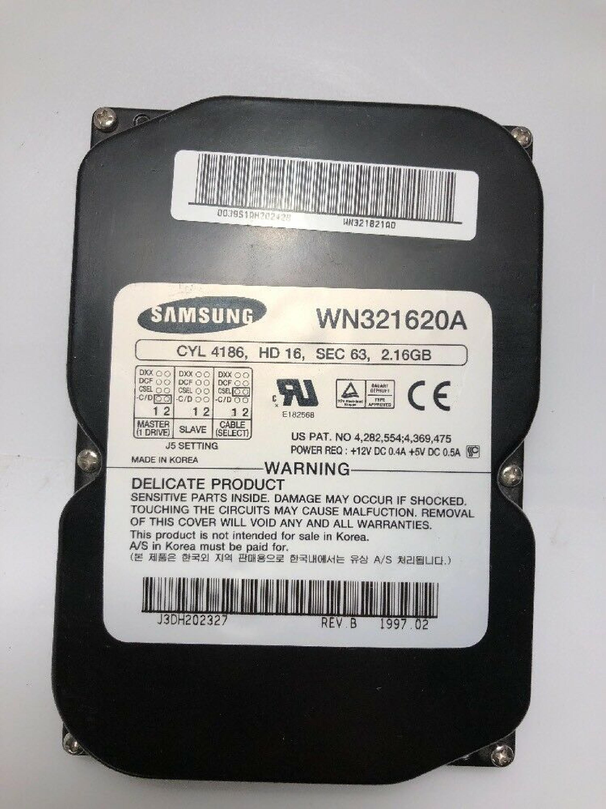 SAMSUNG WN321620A 2.1GB 3.5 INCH IDE HARD DRIVE