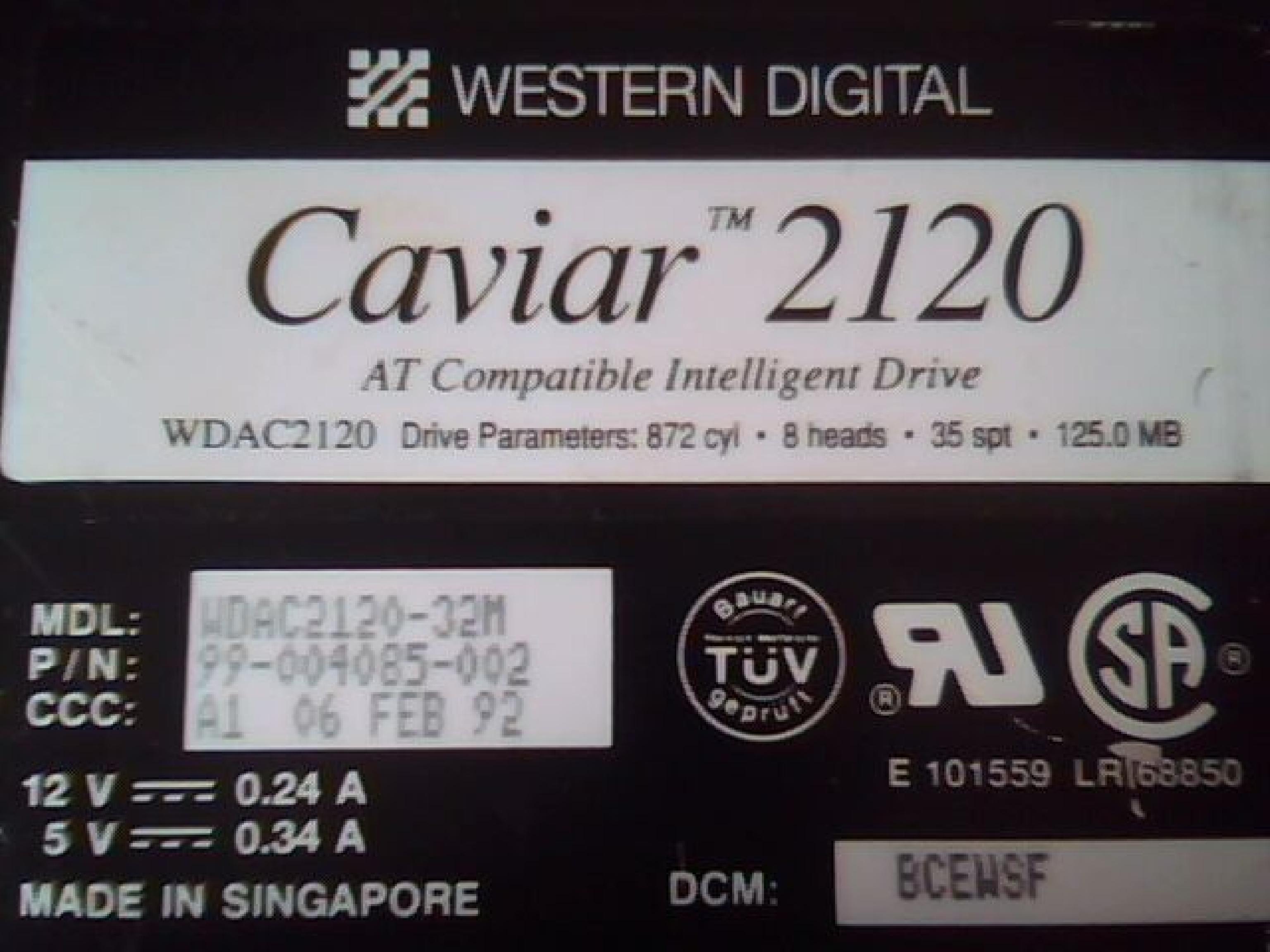 WESTERN DIGITAL / WD CAVIAR 2120 125MB IDE CAVIAR 2120 3.5 INCH HARD DRIVE