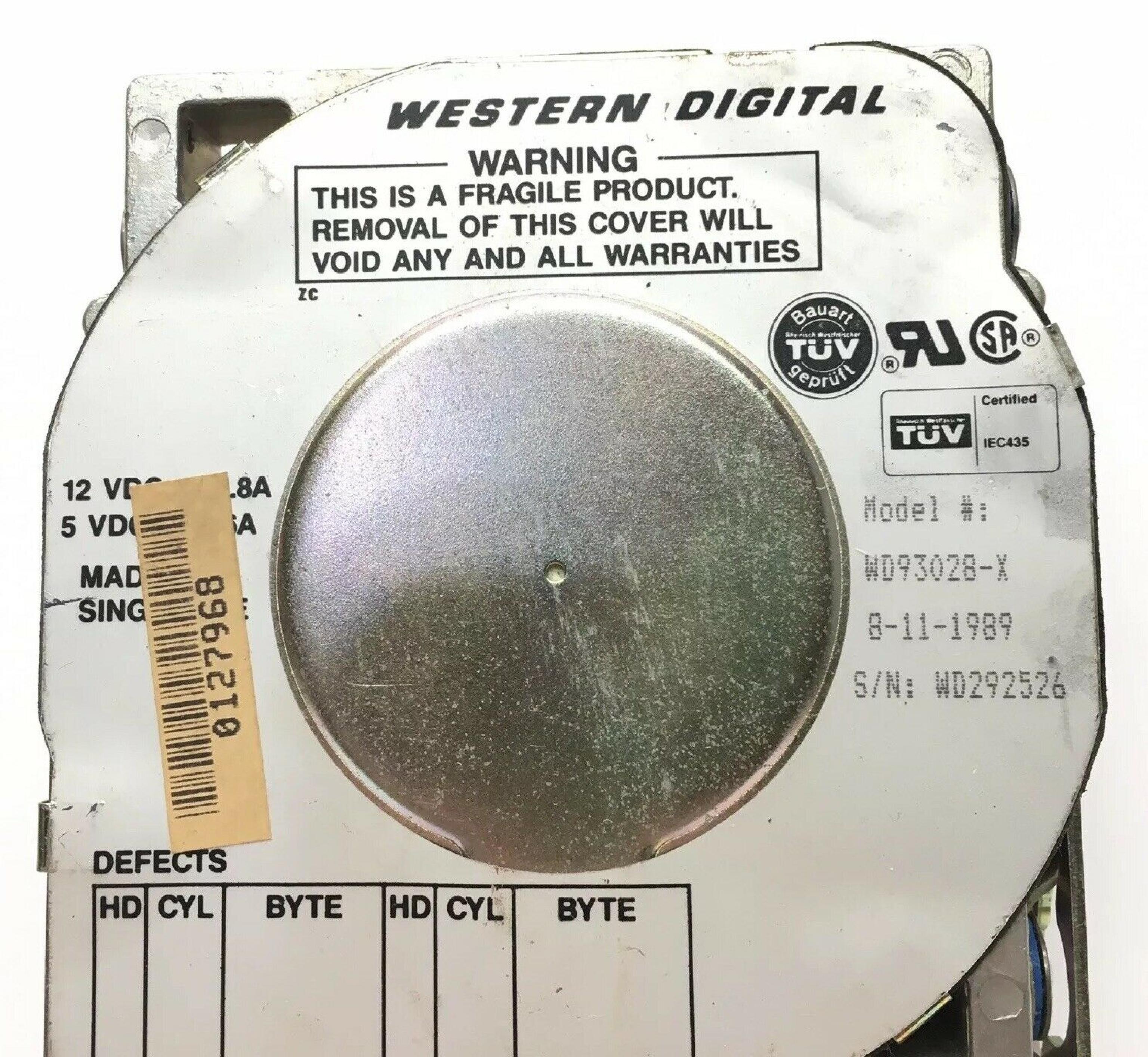 WESTERN DIGITAL / WD WD93028 20MB IDE HARD DRIVE