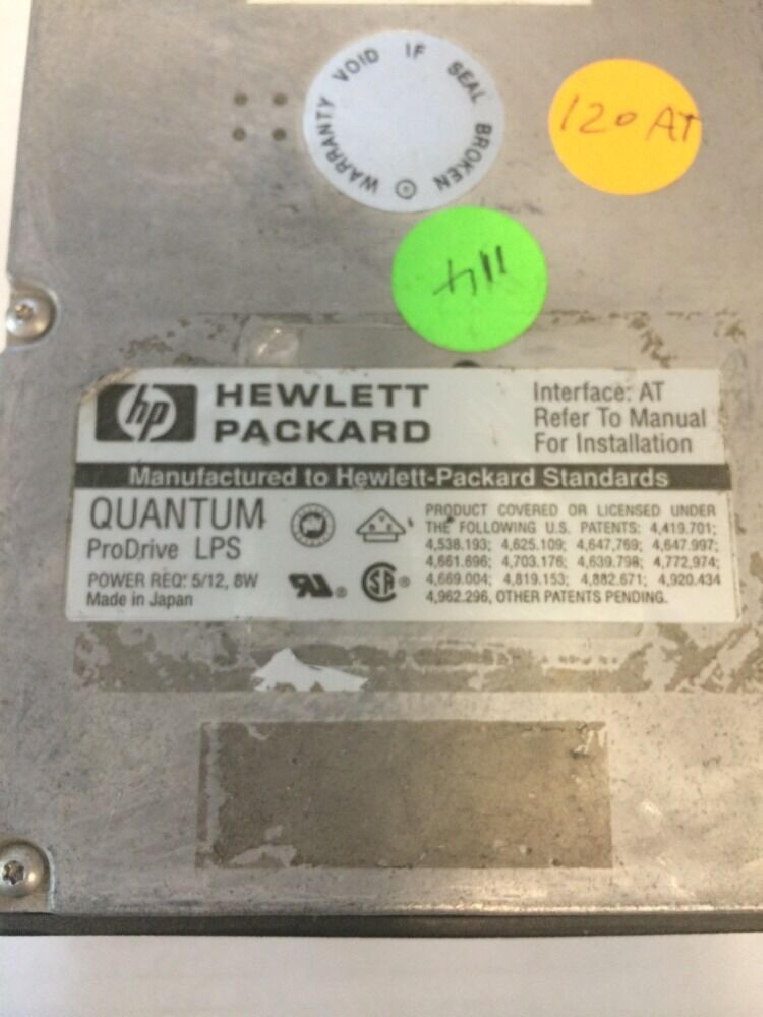 QUANTUM 120AT PRO DRIVE LPS 120AT IDE HARD DRIVE 3.5 INCH 120MB