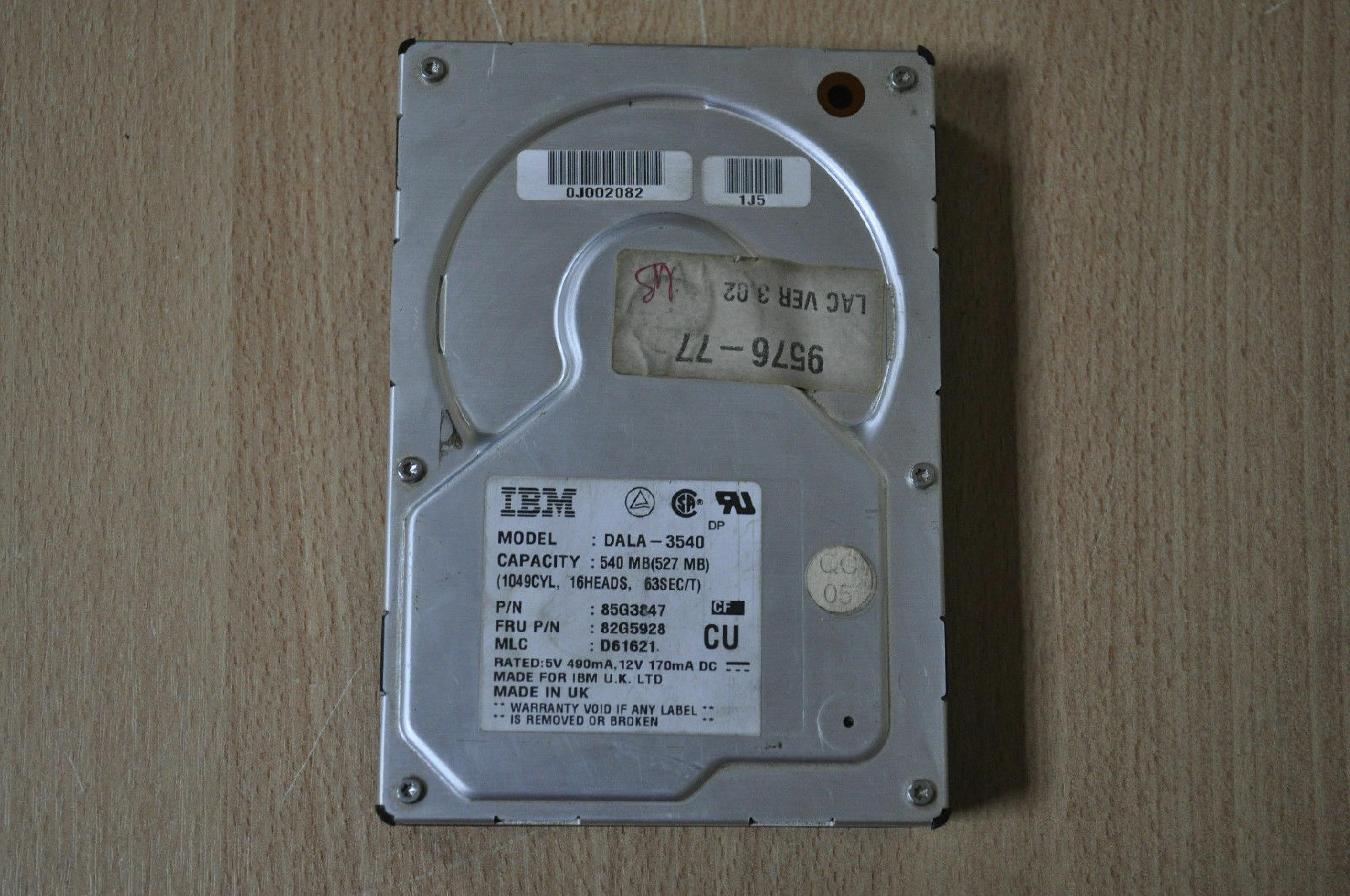 QUANTUM / IBM 82G5928 540MB IDE DRIVE 3.5 3.5INCHES