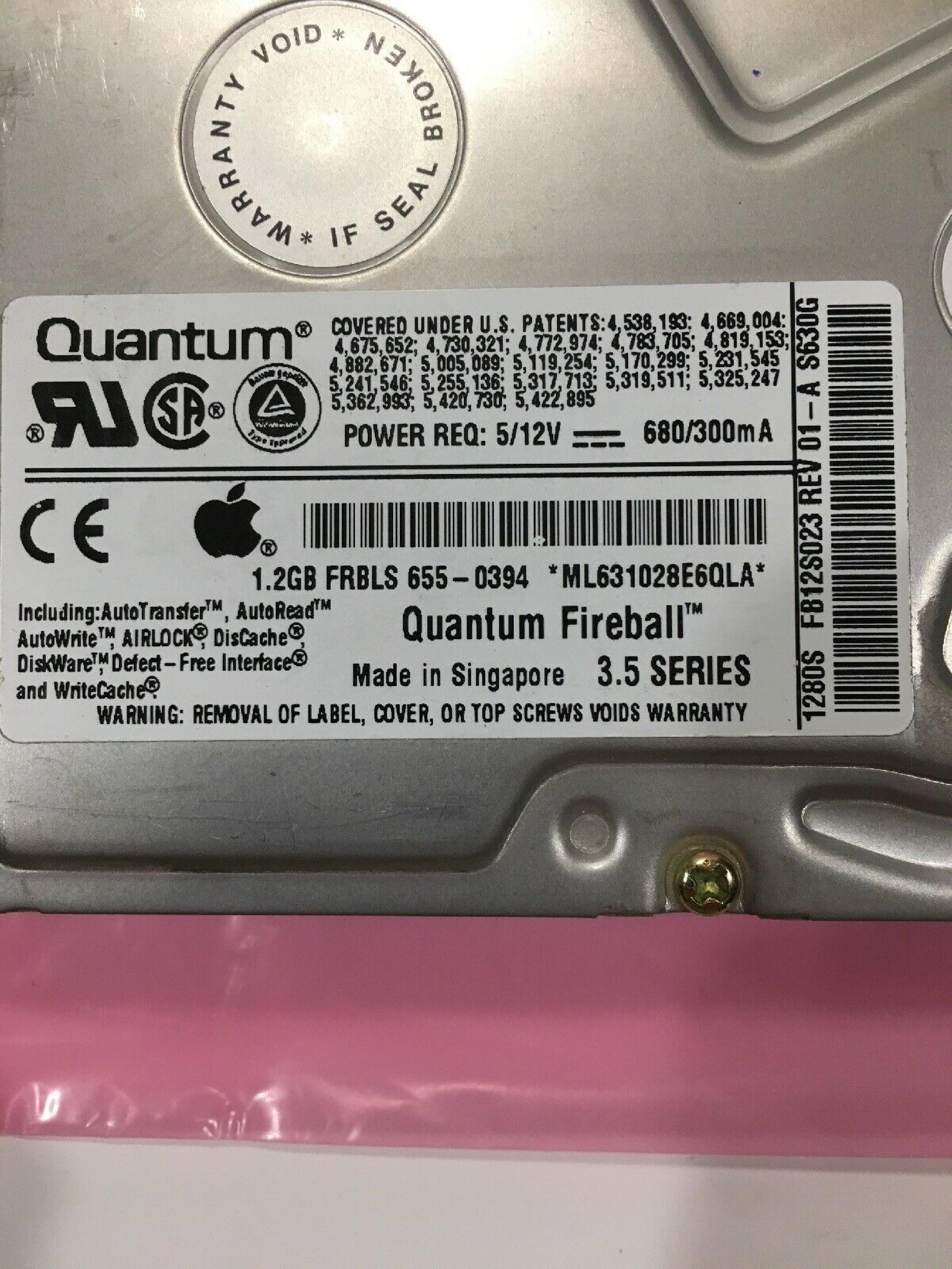 QUANTUM 1280S FIREBALL 1.2GB SCSI 50 PIN 3.5