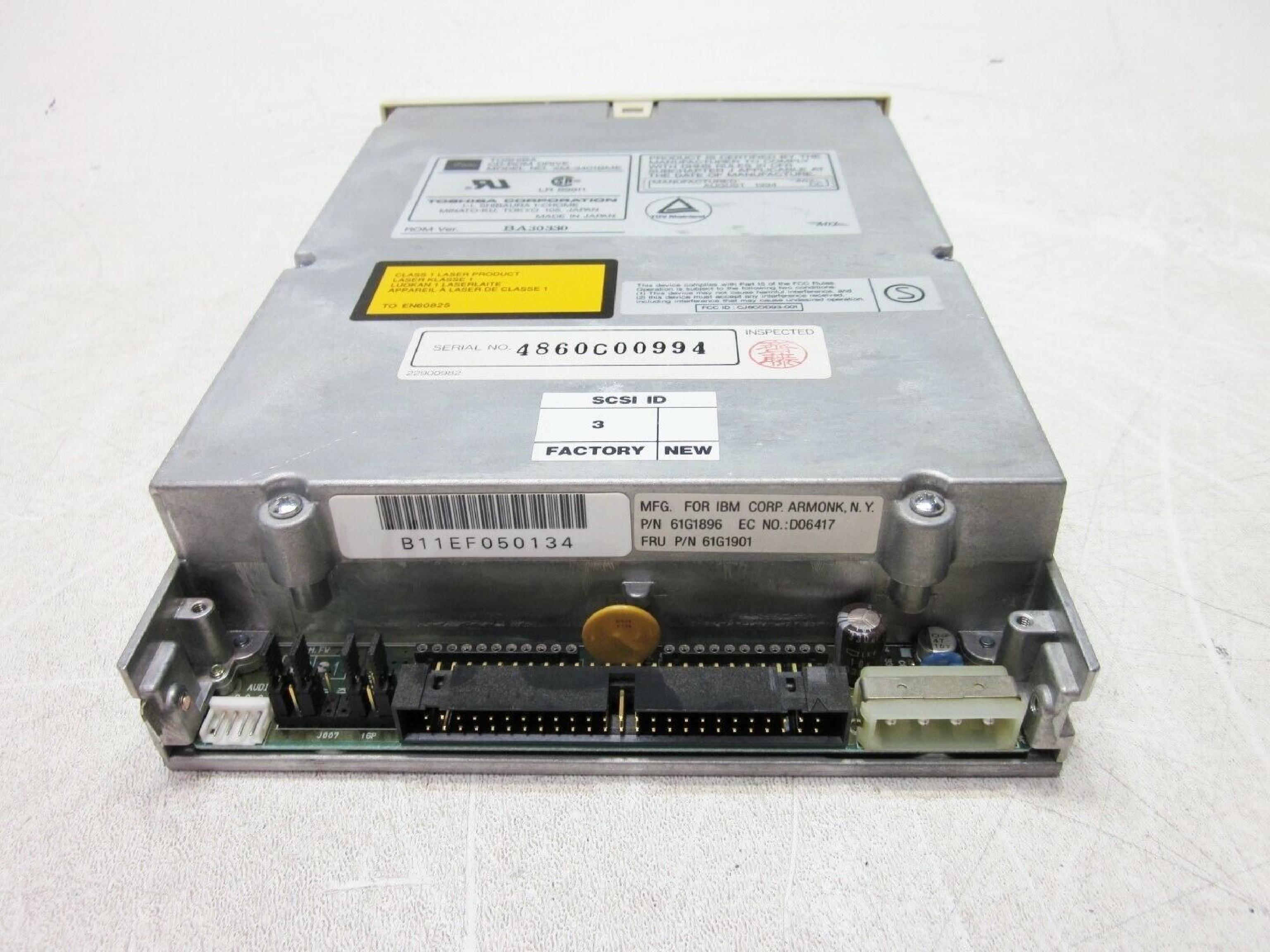 TOSHIBA XM-3401BME 2X CADDY TYPE SCSI CDROM DRIVE CADDY TYPE