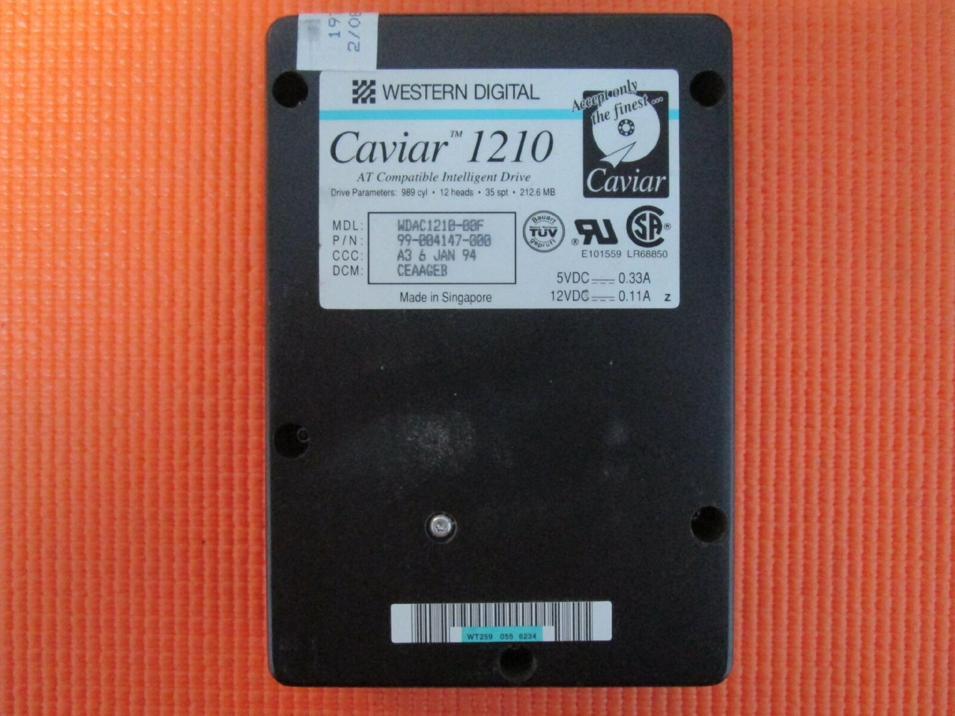 WESTERN DIGITAL / WD CAVIAR 1210 212.6MB IDE 3.5 INCH HARD DRIVE